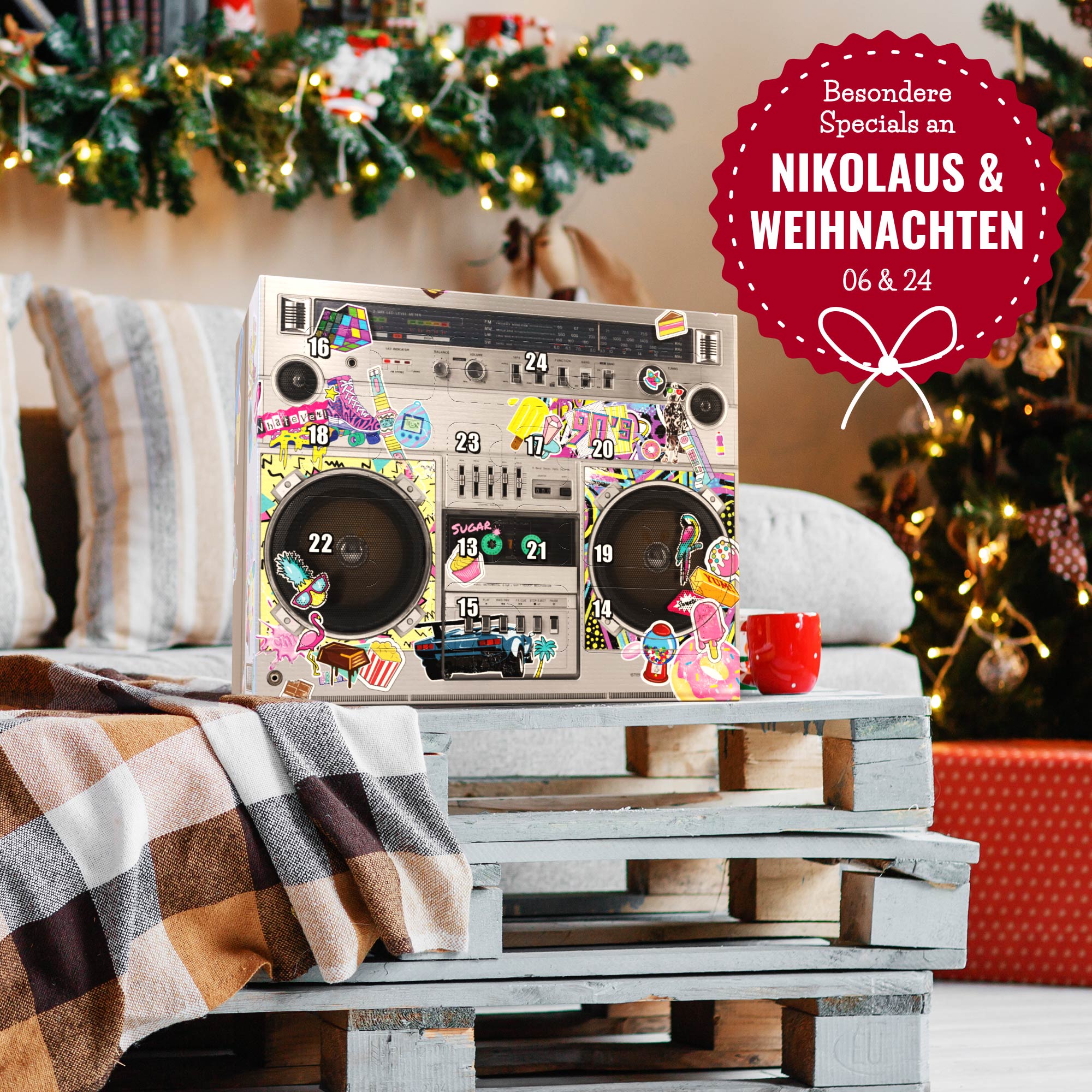 90er Süßigkeiten Adventskalender - Ghettoblaster 01-00009-EU-0000 - 2