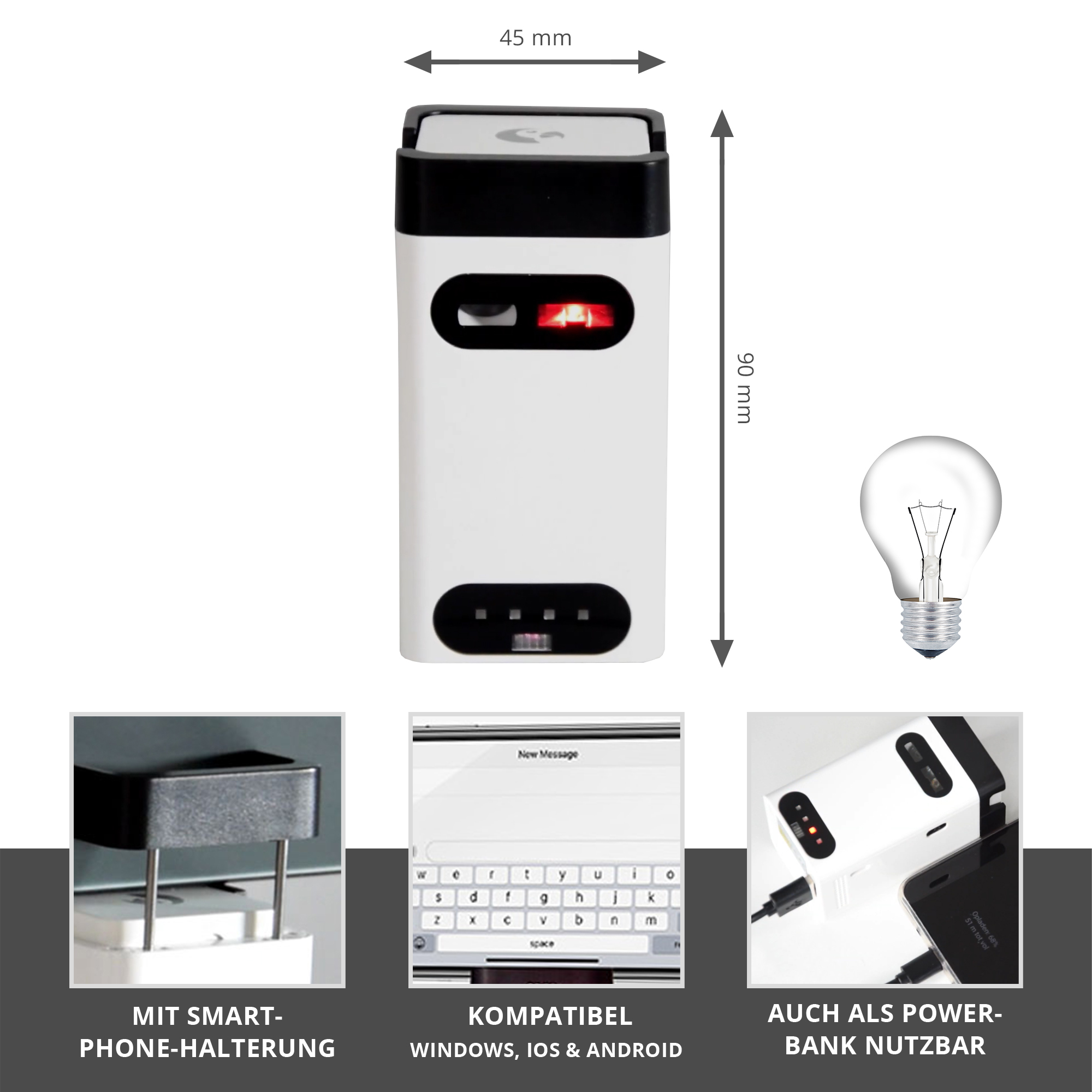 Laser Tastatur - 3in1 Powerbank mit Lautsprecher