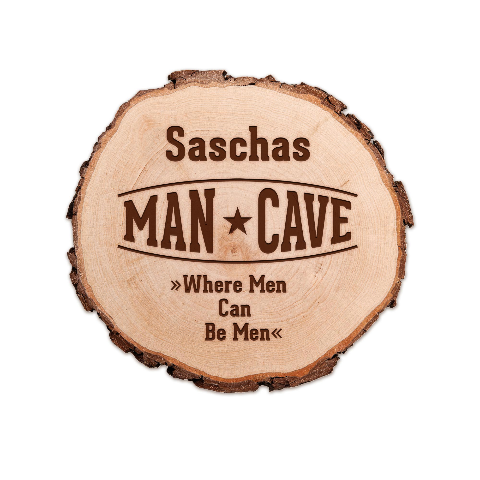 Baumscheibe mit Gravur - Man Cave