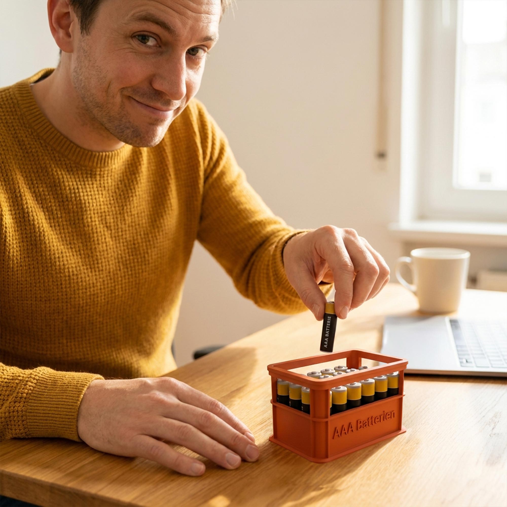 Stapelbare Aufbewahrungsbox für Batterien AAA - 2er Set Bierkasten Rot