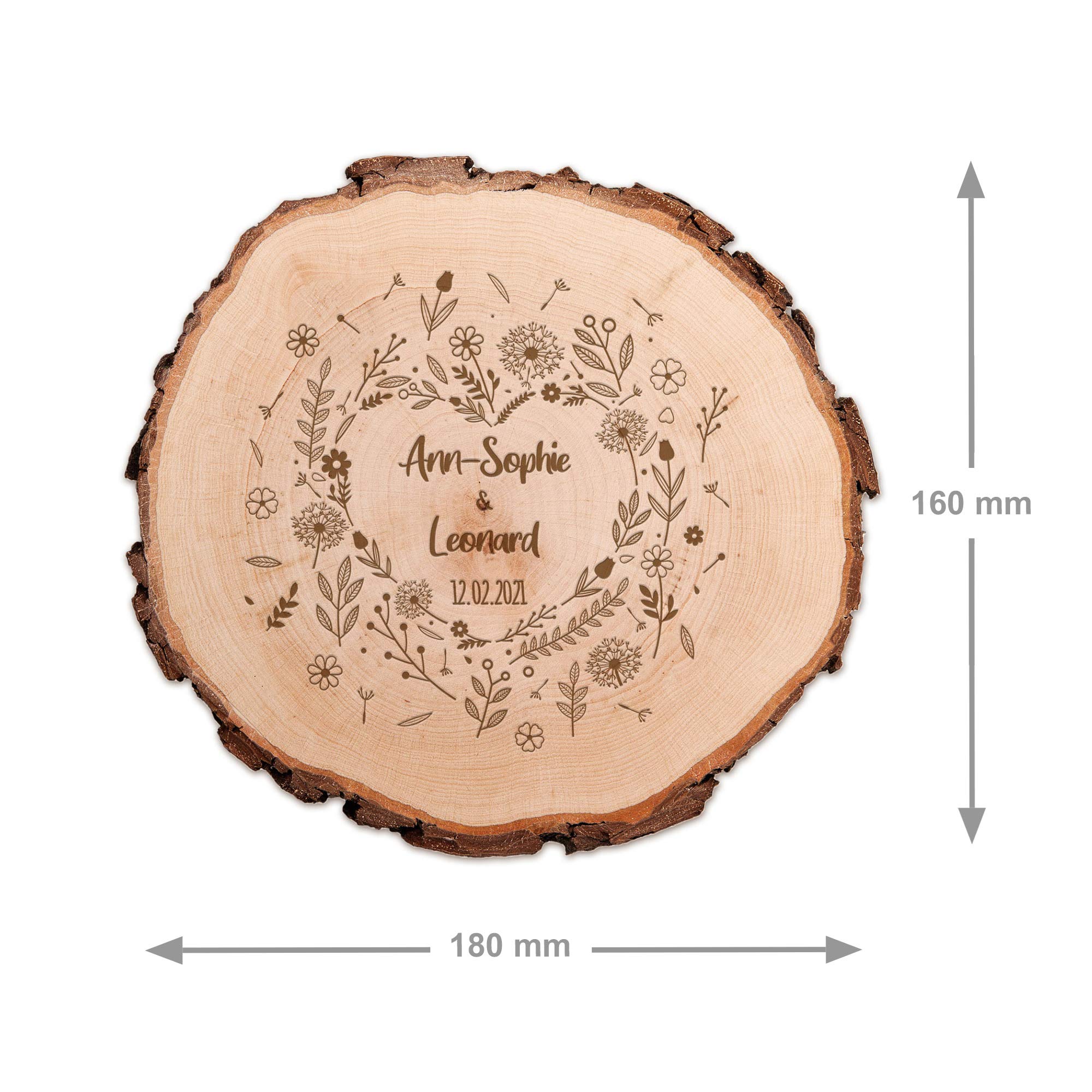 Baumscheibe zur Hochzeit - Blumenherz