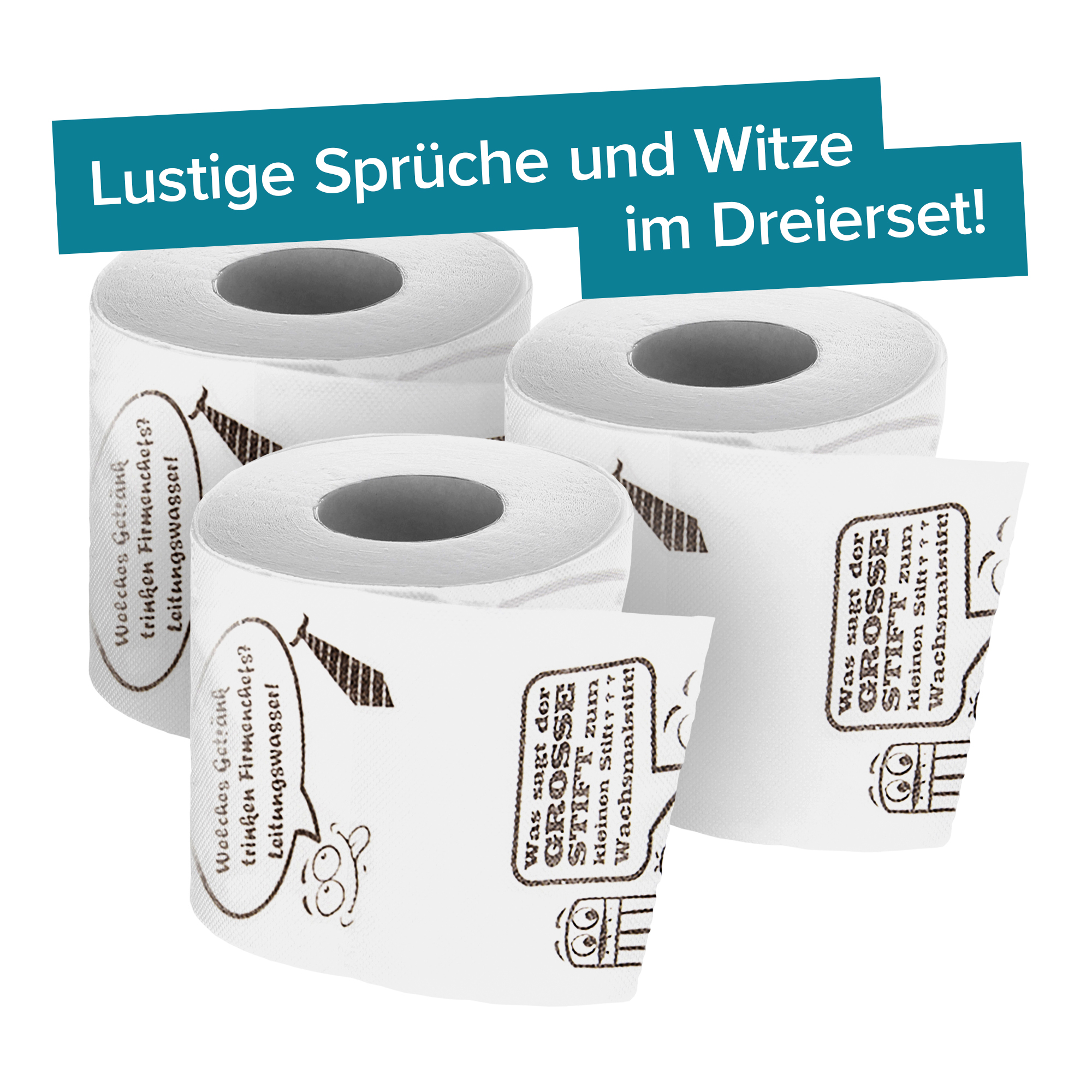 3er Set Bedrucktes Toilettenpapier - WC Witze 1046 - 4