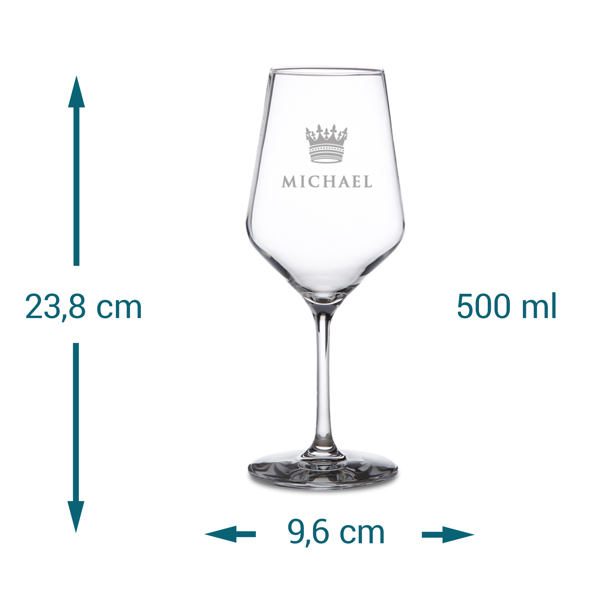 Weißweinglas mit Gravur - König Krone