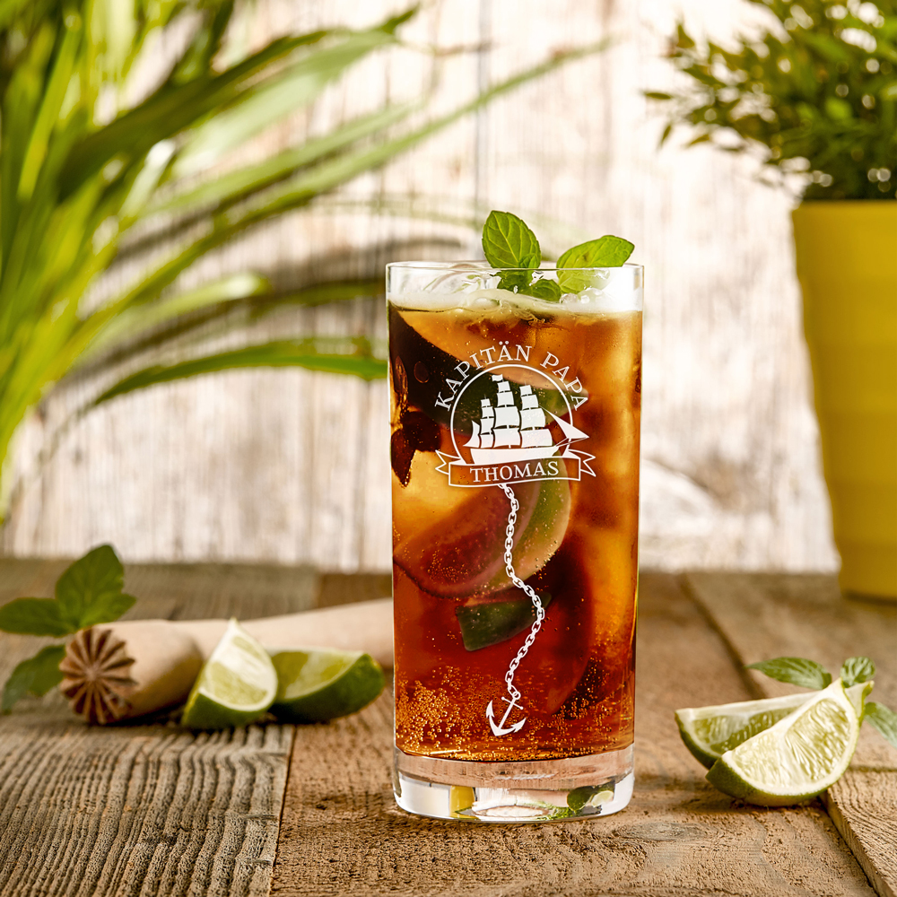 Cocktailglas mit Gravur für Papa - Segelschiff