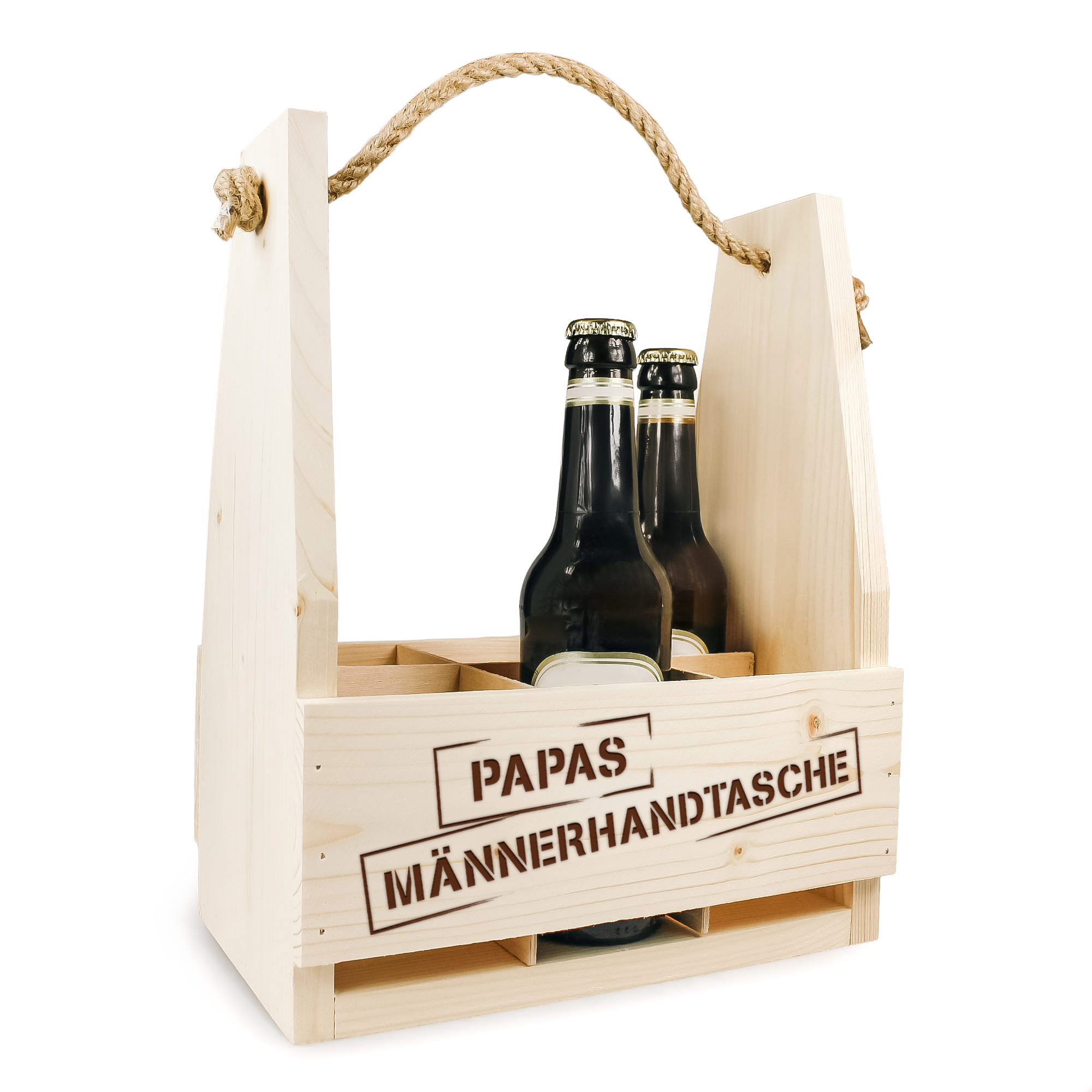 Flaschenträger mit Gravur - Papas Männerhandtasche