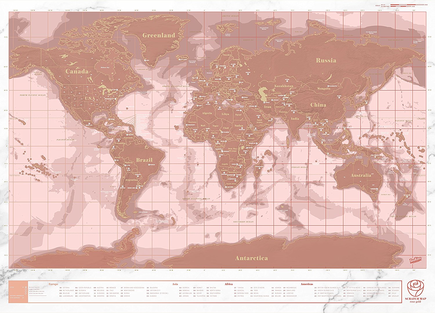 Scratch Map - Rosegold Edition 3422 - 3
