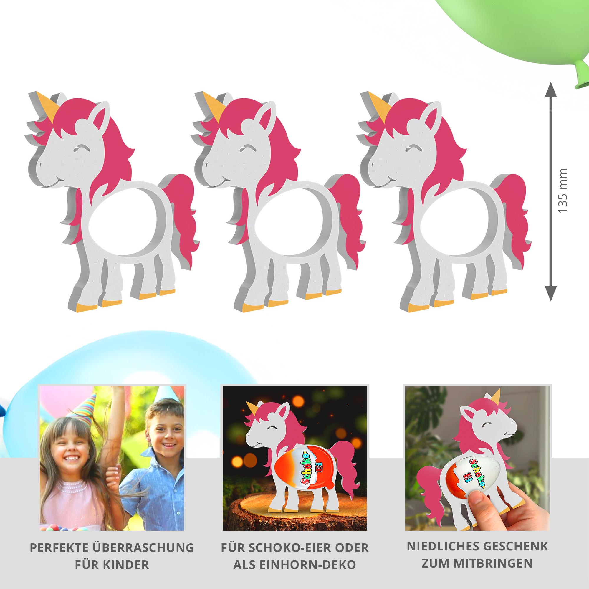 Einhörner Ü-Ei Halter - 3er Set