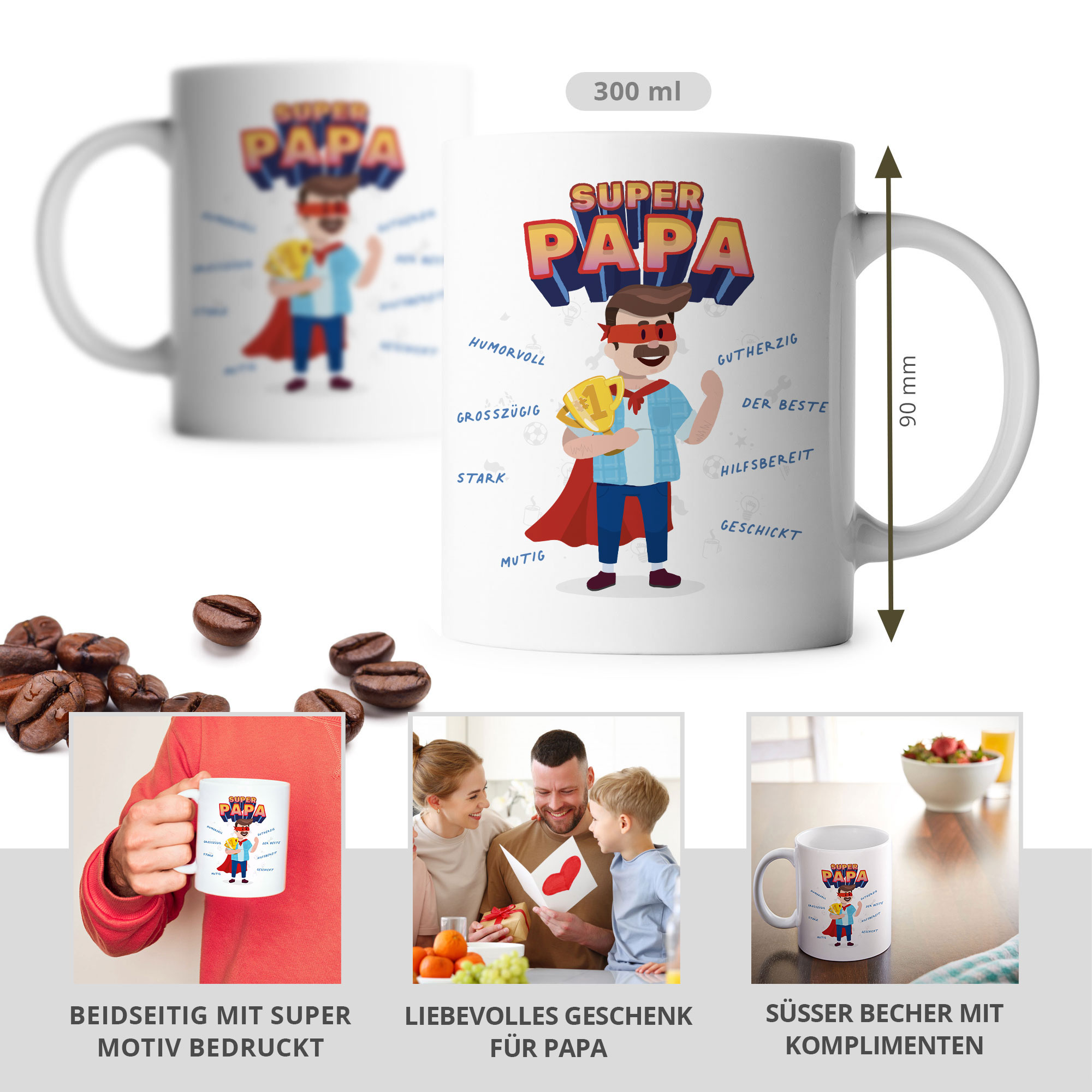 Tasse - Weiß - Super Papa - Standard