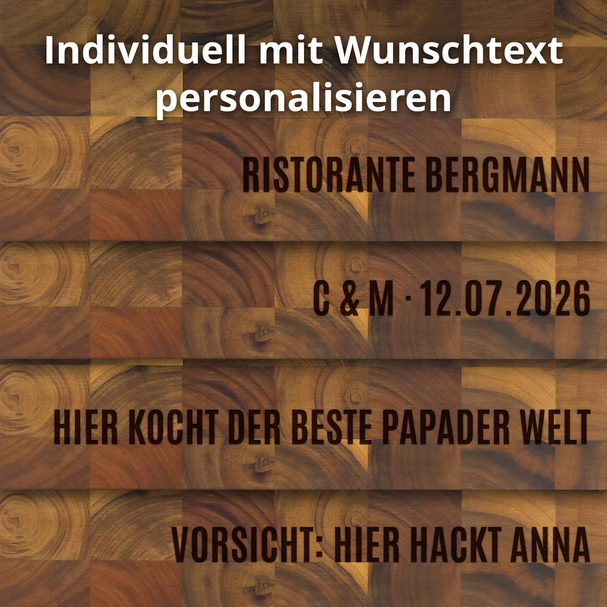 Personalisierter Stirnholz Schneideblock Akazie Personalisierter Stirnholz Schneideblock Akazie