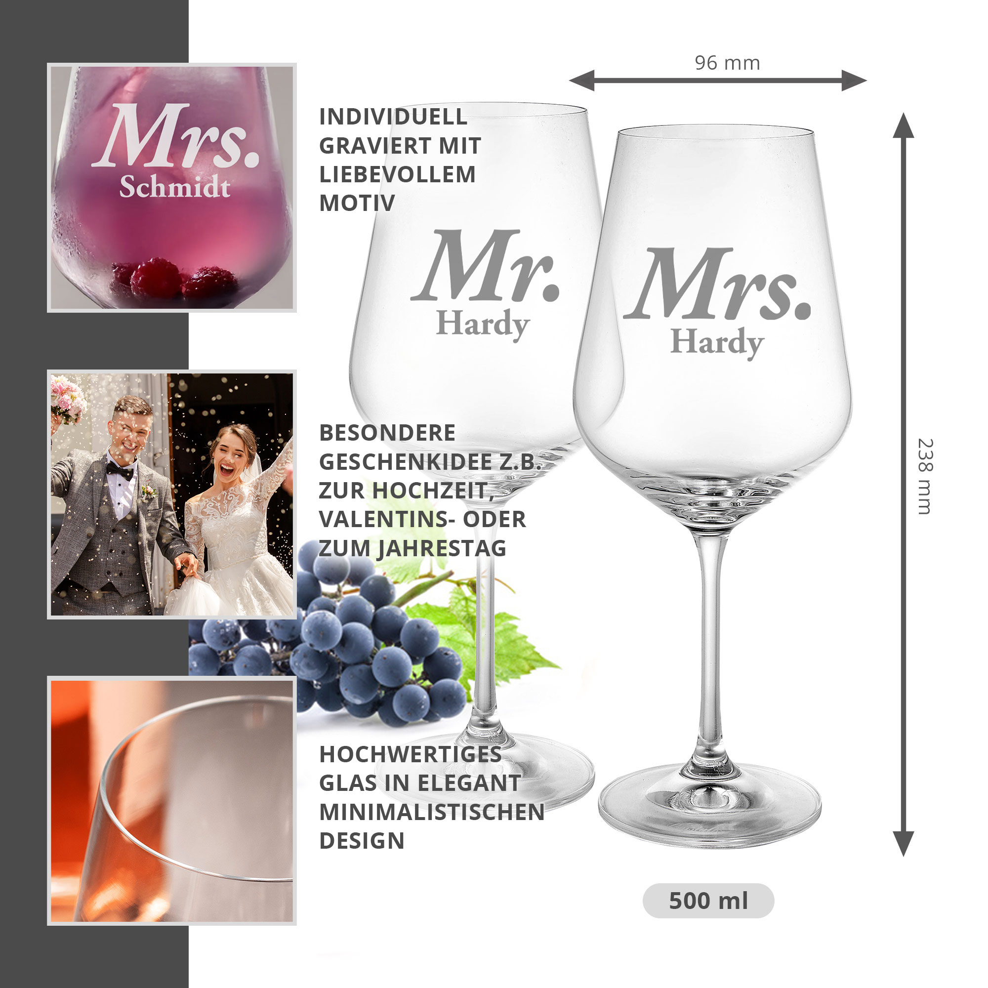 Weingläser - Mr and Mrs