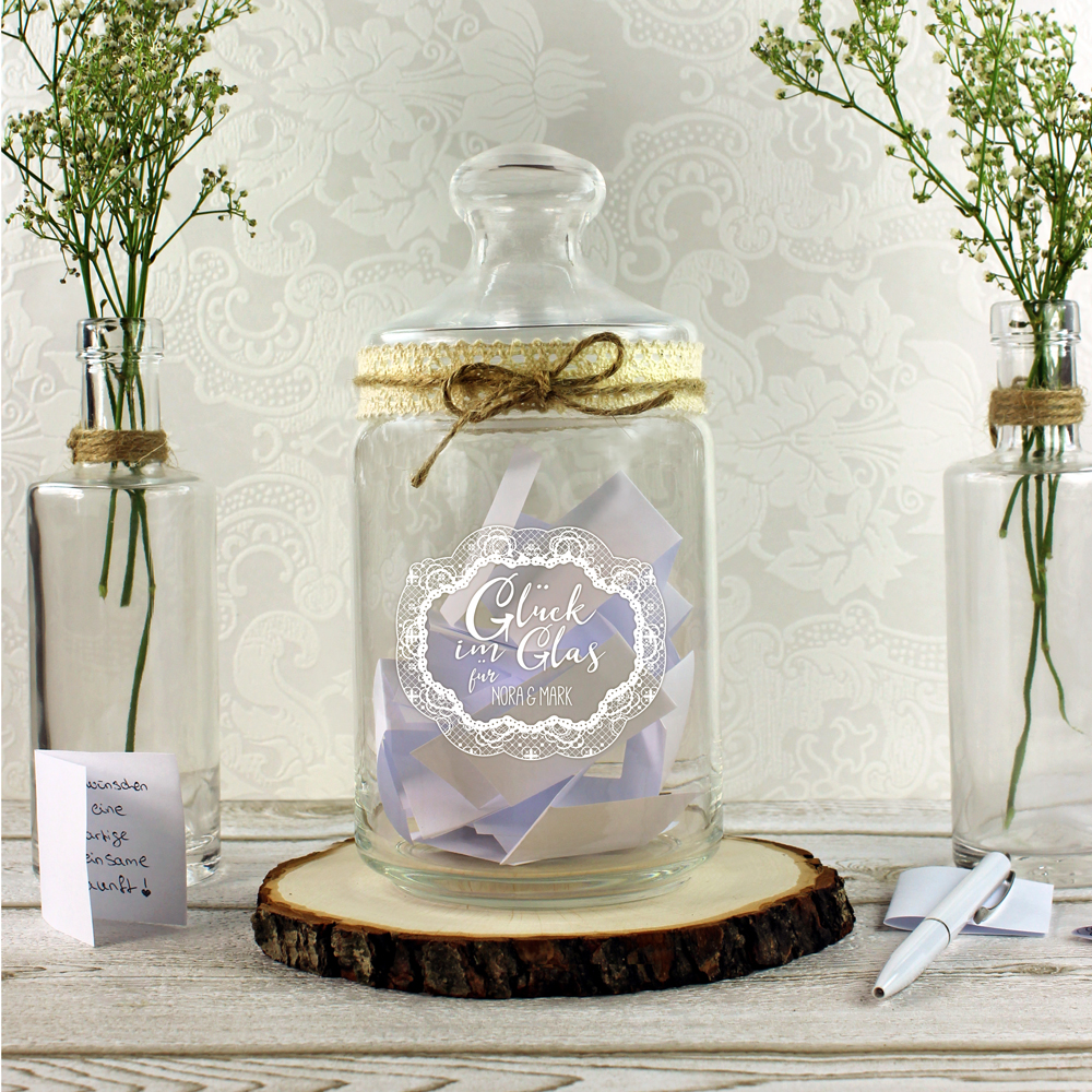 Bonbonglas mit Gravur - Glück im Glas Bonbonglas mit Gravur - Glück im Glas