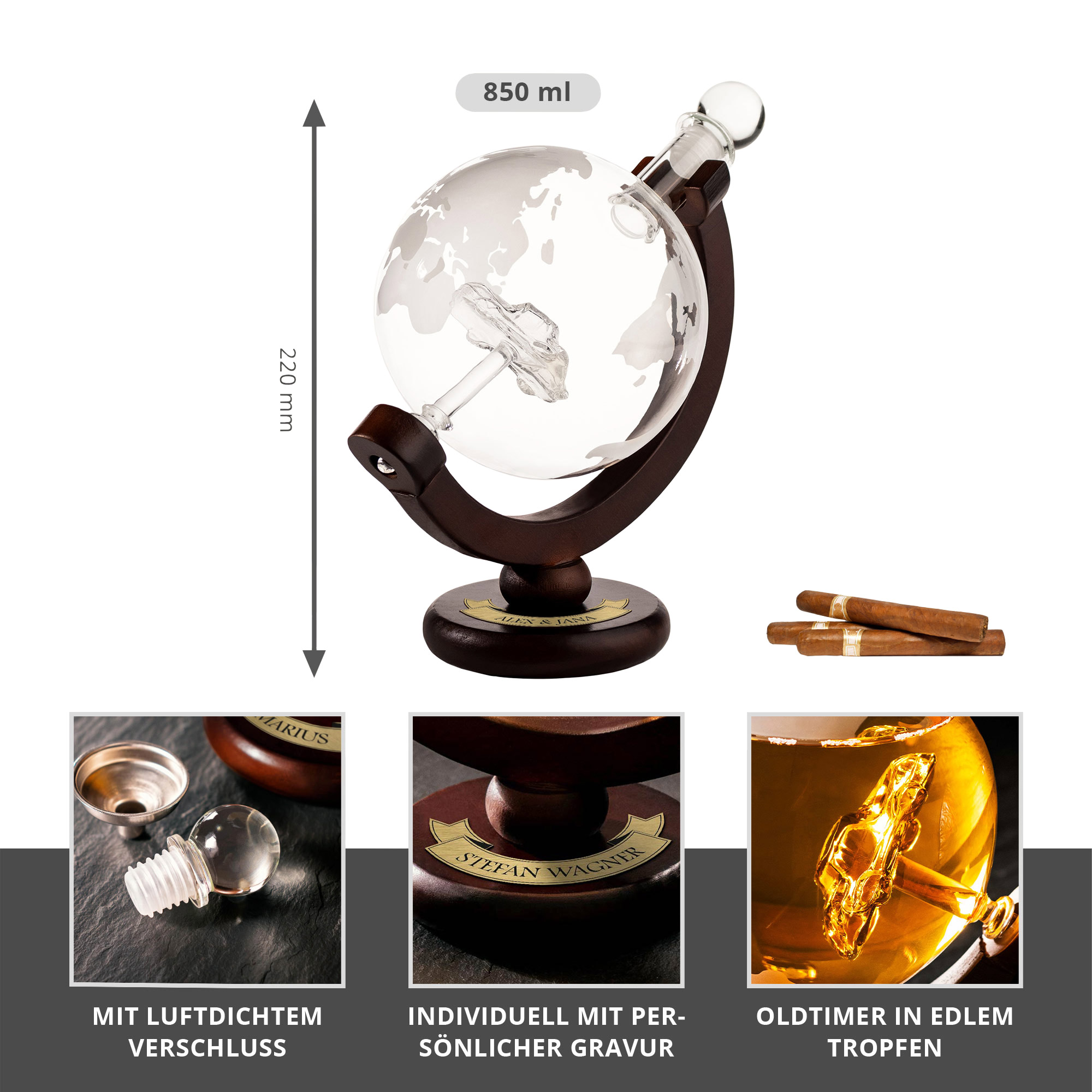 Whisky Globus Karaffe mit Gravur - Auto Whisky Globus Karaffe mit Gravur - Auto