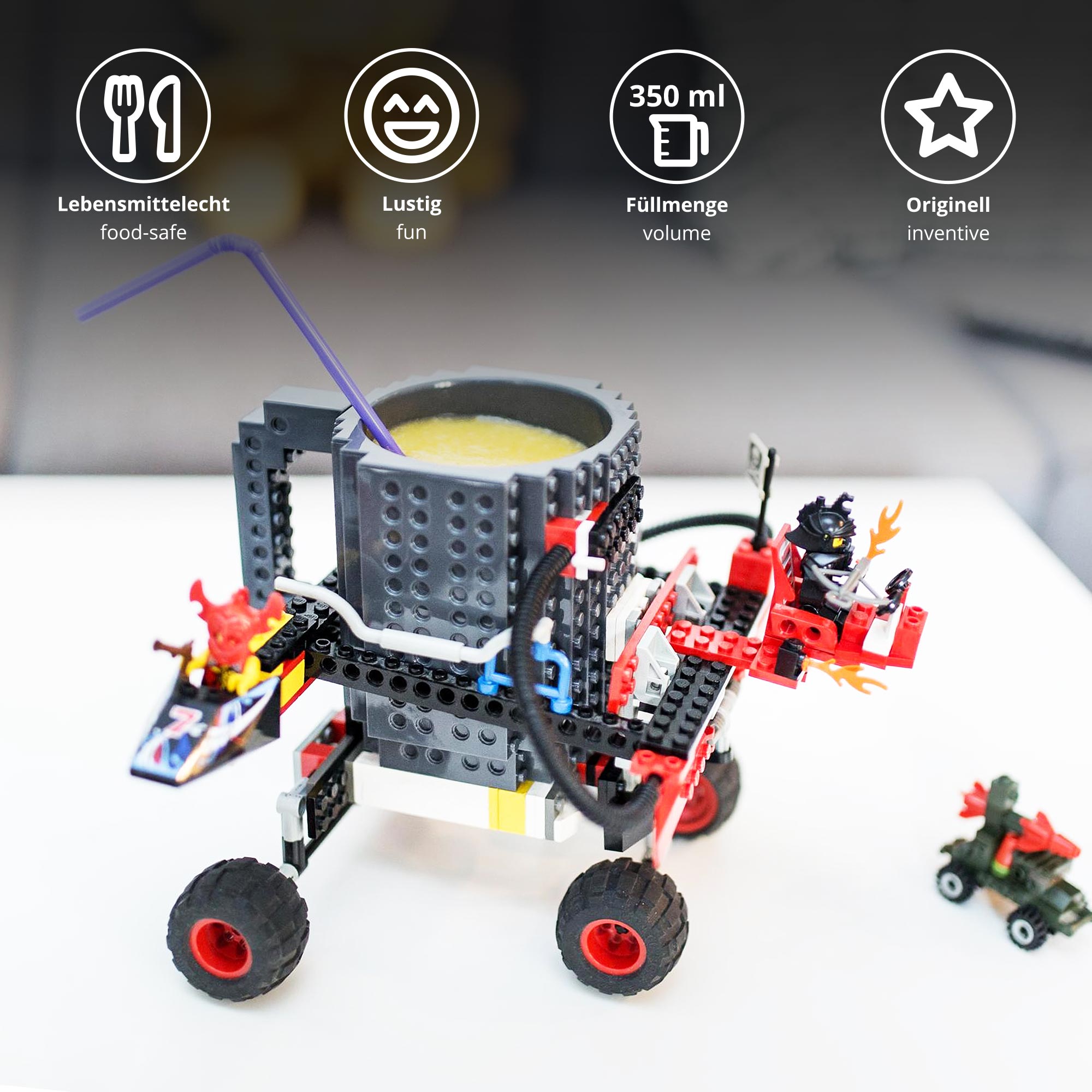 Klemmbaustein-Becher – Trinkbecher mit Noppen für Bausteine
