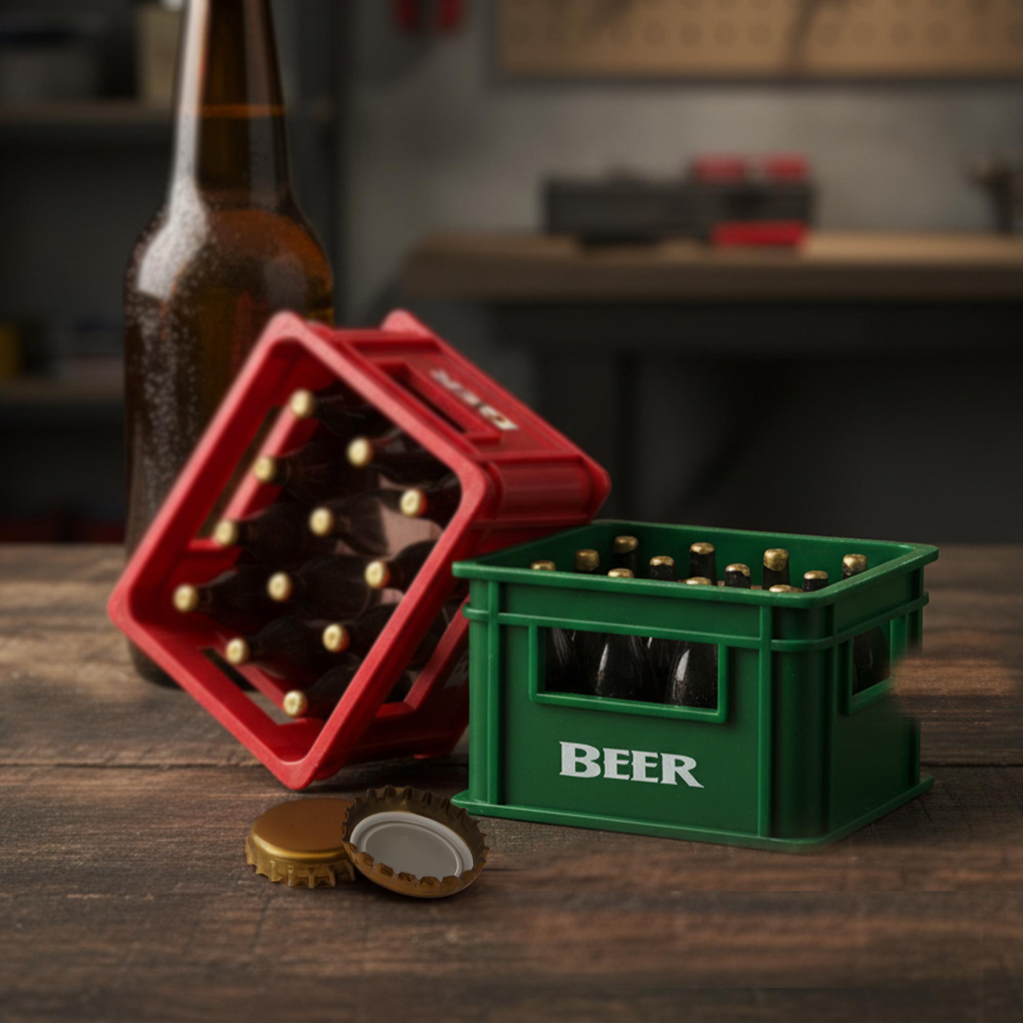 Flaschenöffner Bierkasten - Bieröffner mit Magnet