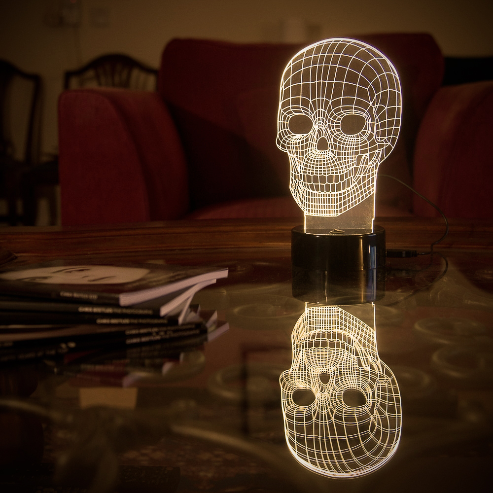 3D Tisch Leuchte - Totenkopf 3996 - 3