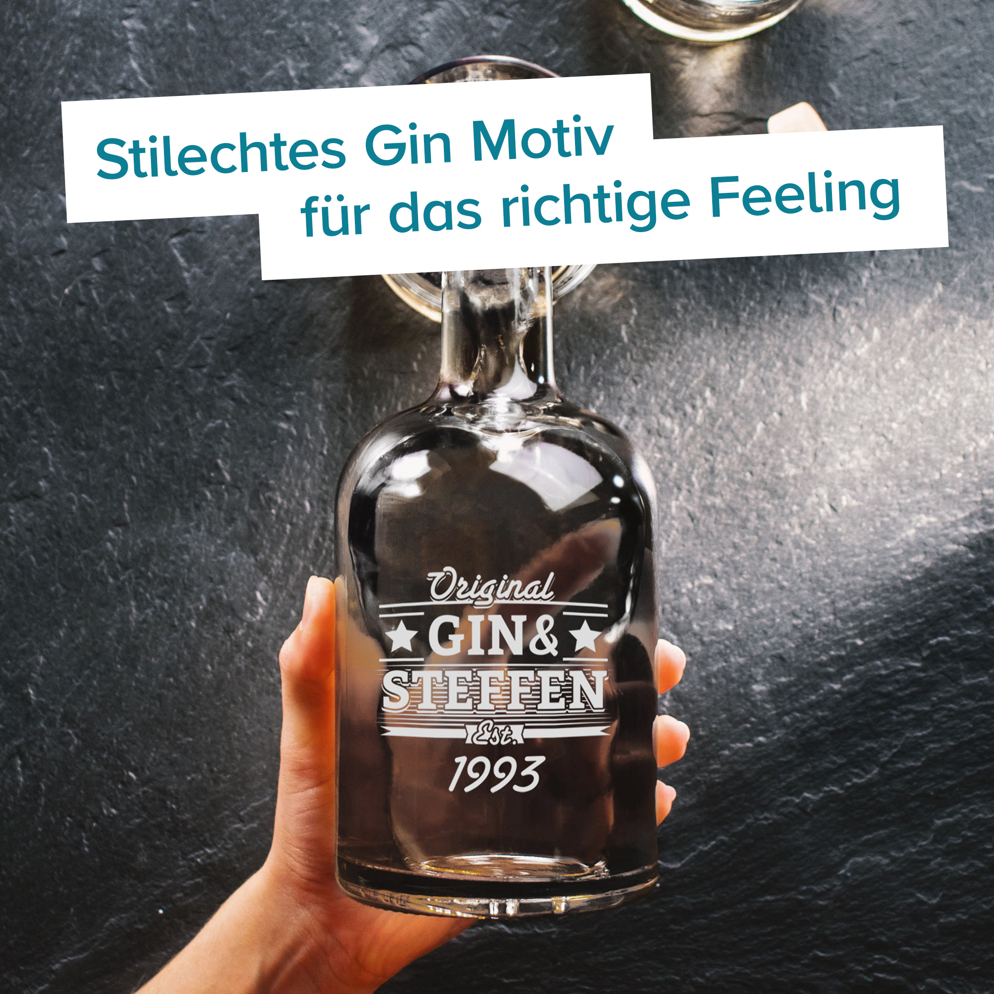 Glaskaraffe mit Gravur - Gin 4185 - 1