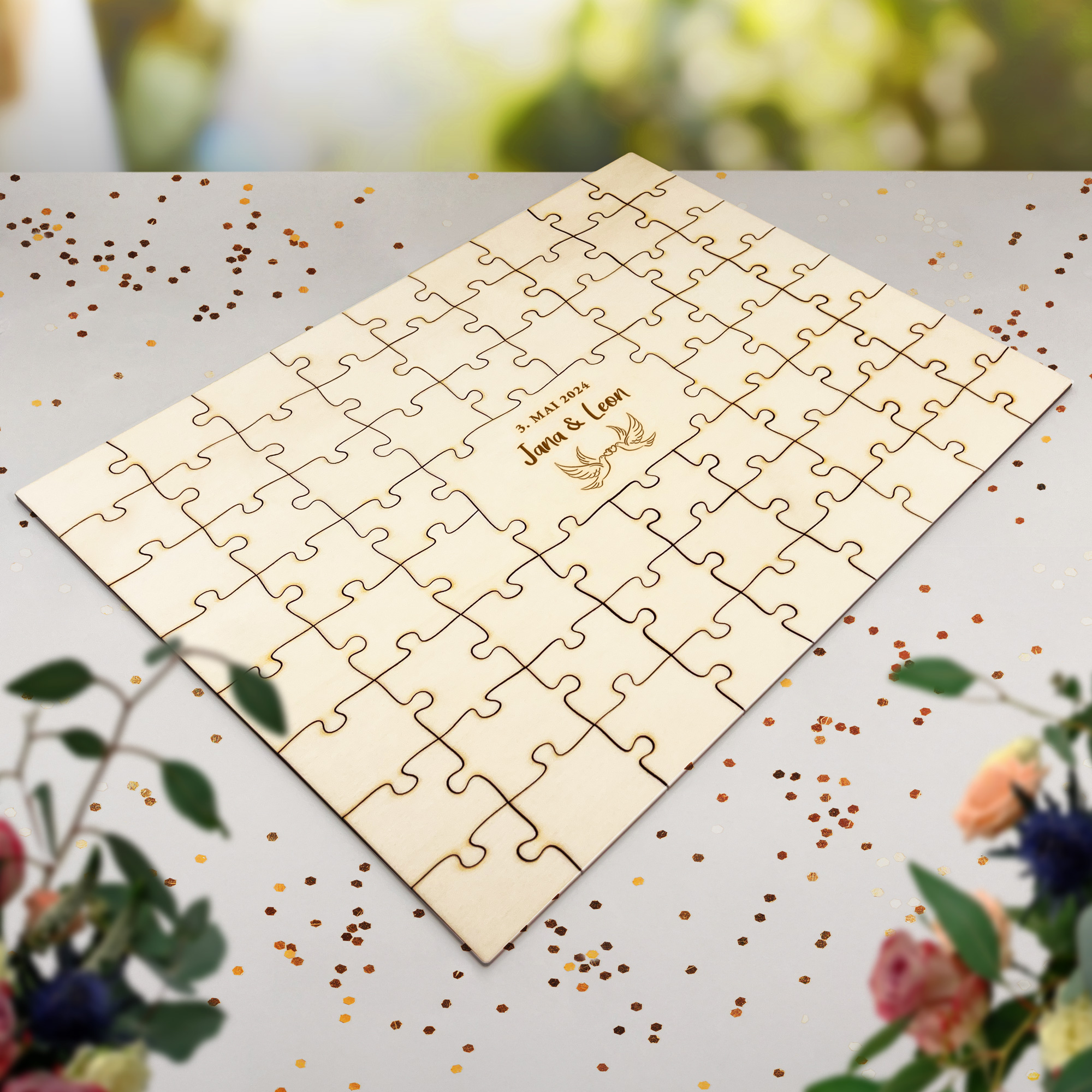 Gästebuch Puzzle - A2 - Hochzeit - Tauben - Personalisiert