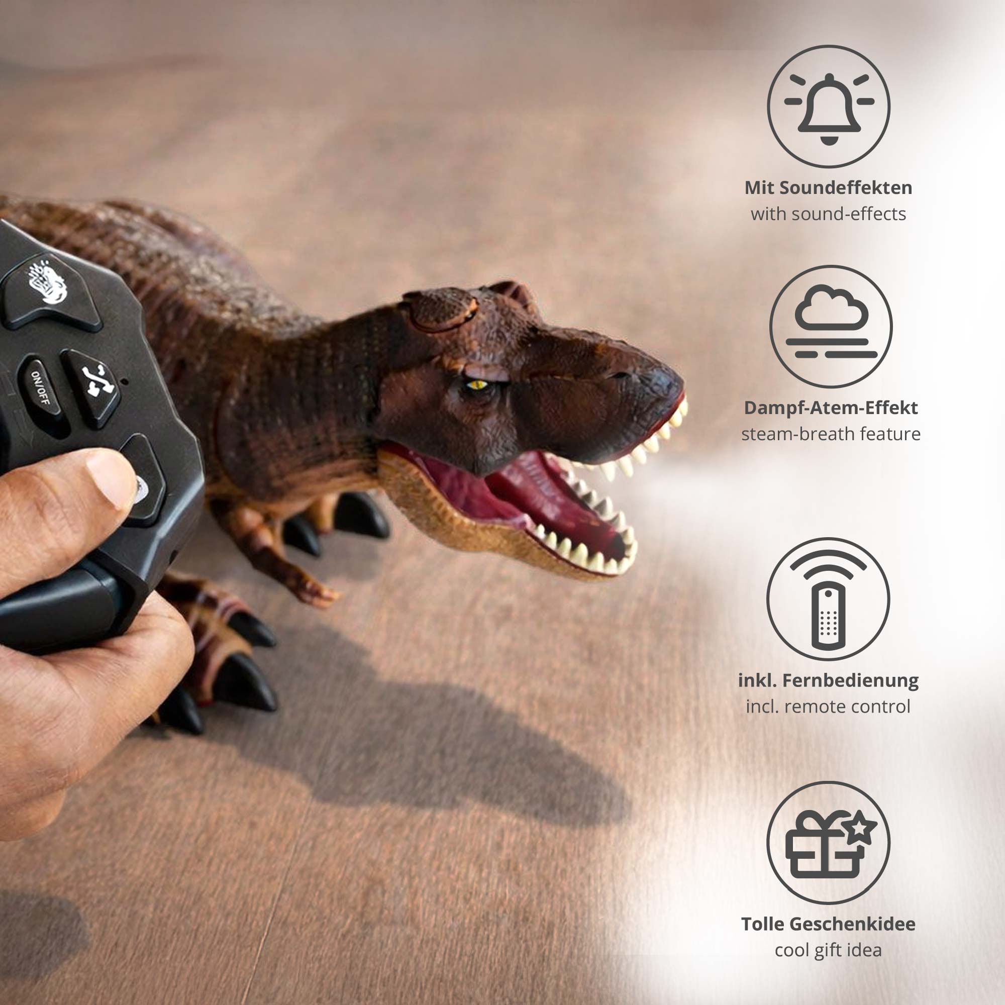 Ferngesteuerter XXL Dinosaurier mit Soundeffekt