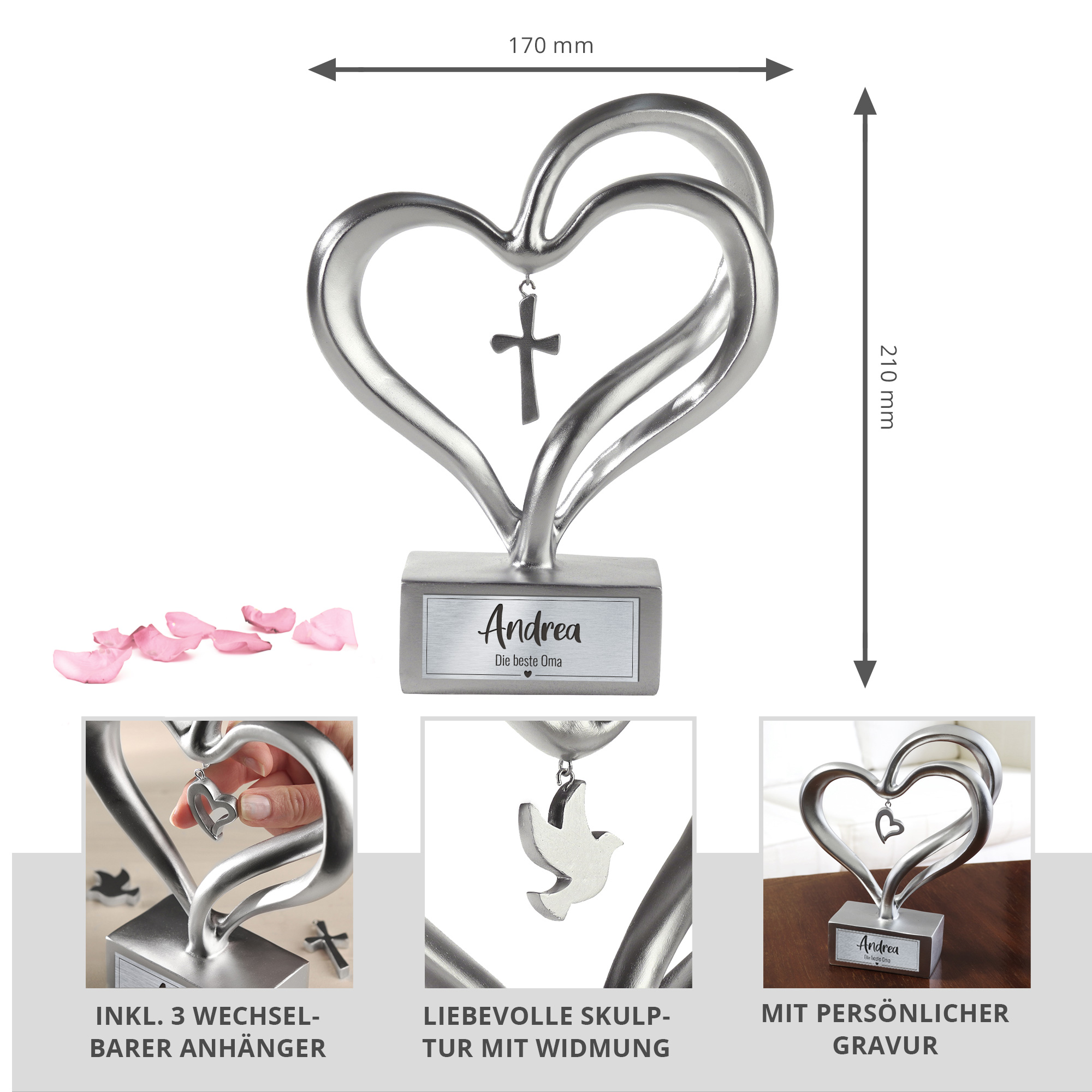 Silber Herz Skulptur - Beste Oma 0021-0009-DE-0005 - 1