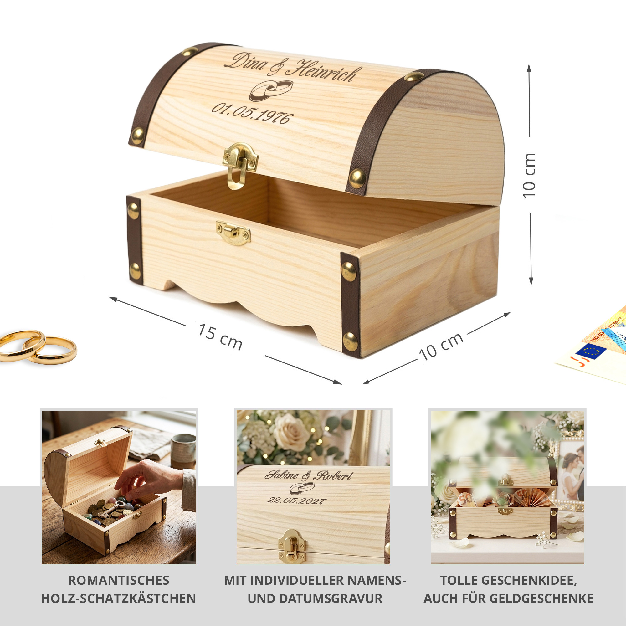 Geld Schatzkiste zur Hochzeit - Ringe