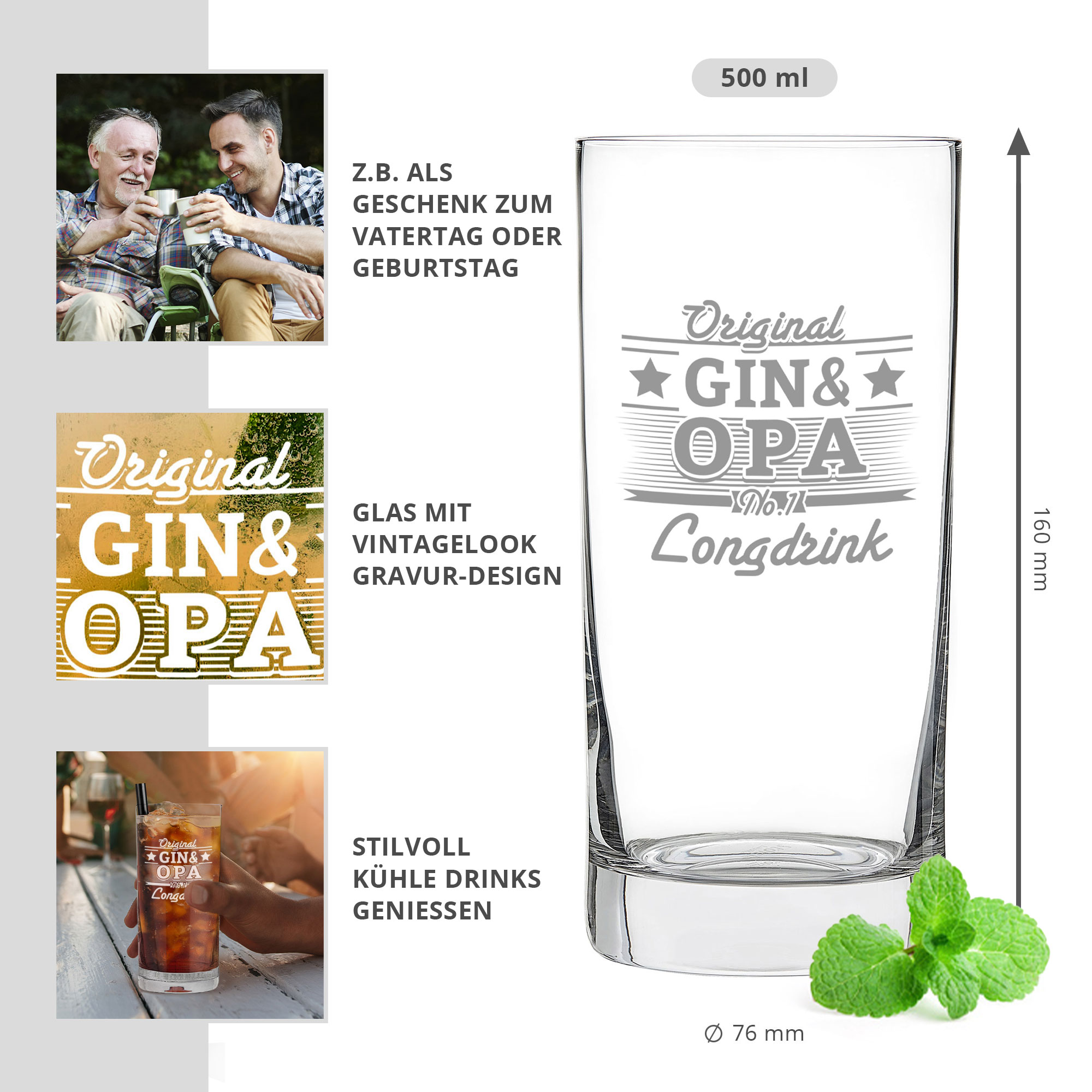 Cocktailglas mit Gravur für Opa - Gin 0006-0099-DE-0002 - 1