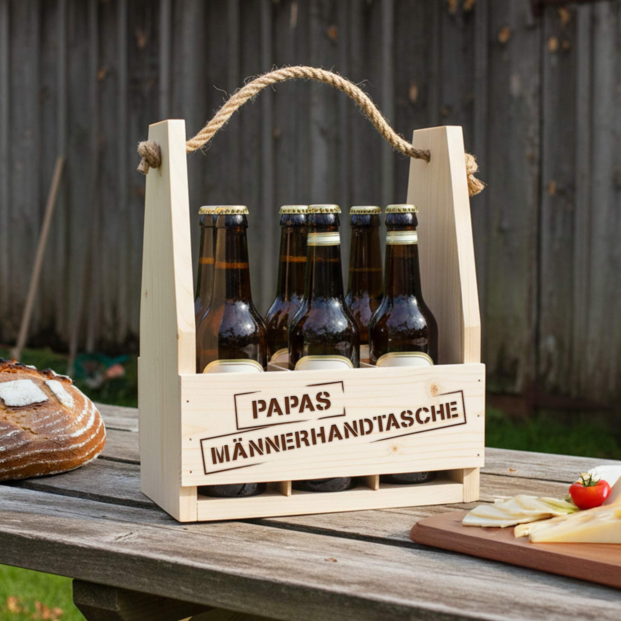 Flaschenträger mit Gravur - Papas Männerhandtasche