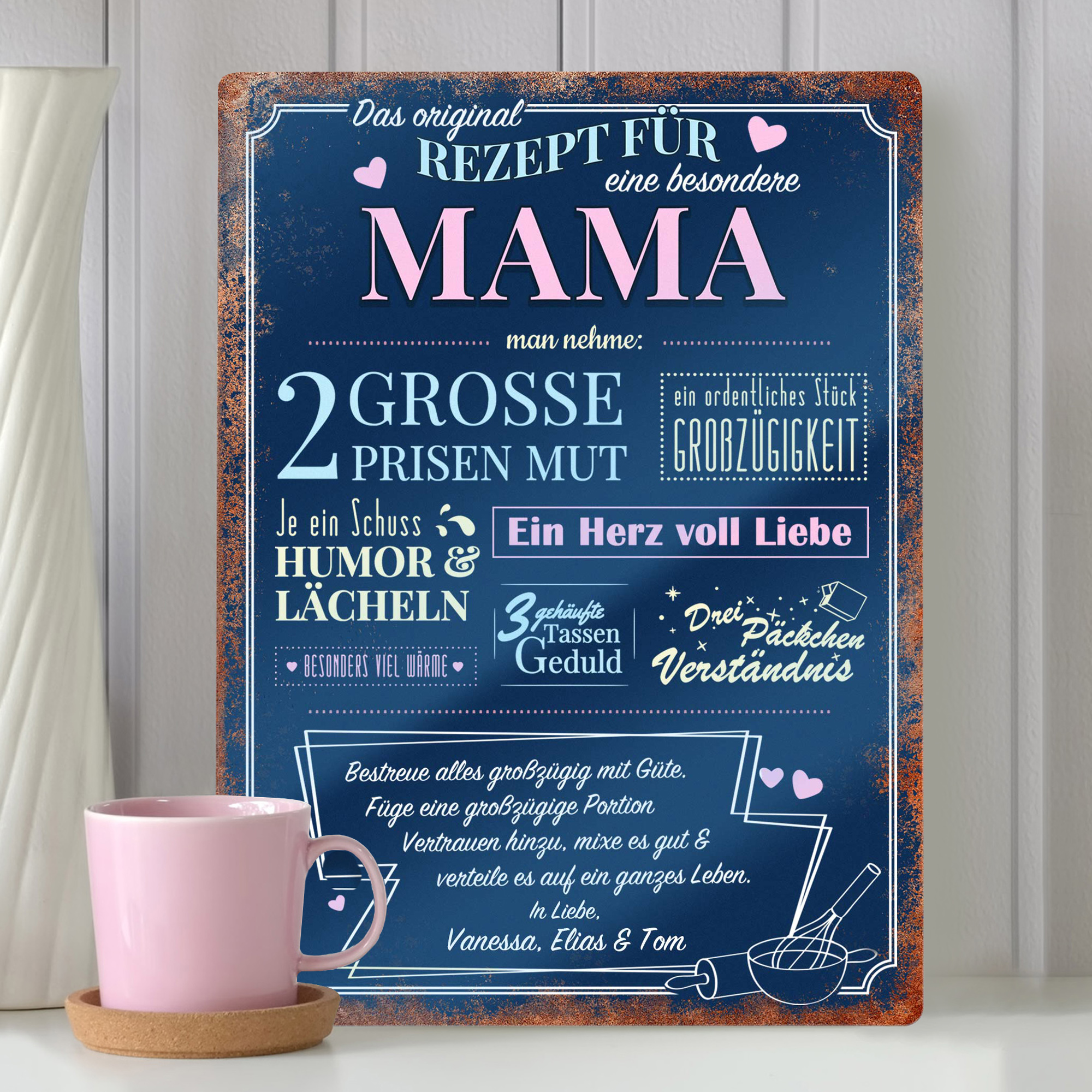 Personalisiertes Blechschild - Rezept Mama