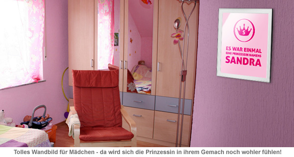 Prinzessin - personalisiertes Kinderzimmer Bild Weiß 1145 - 1