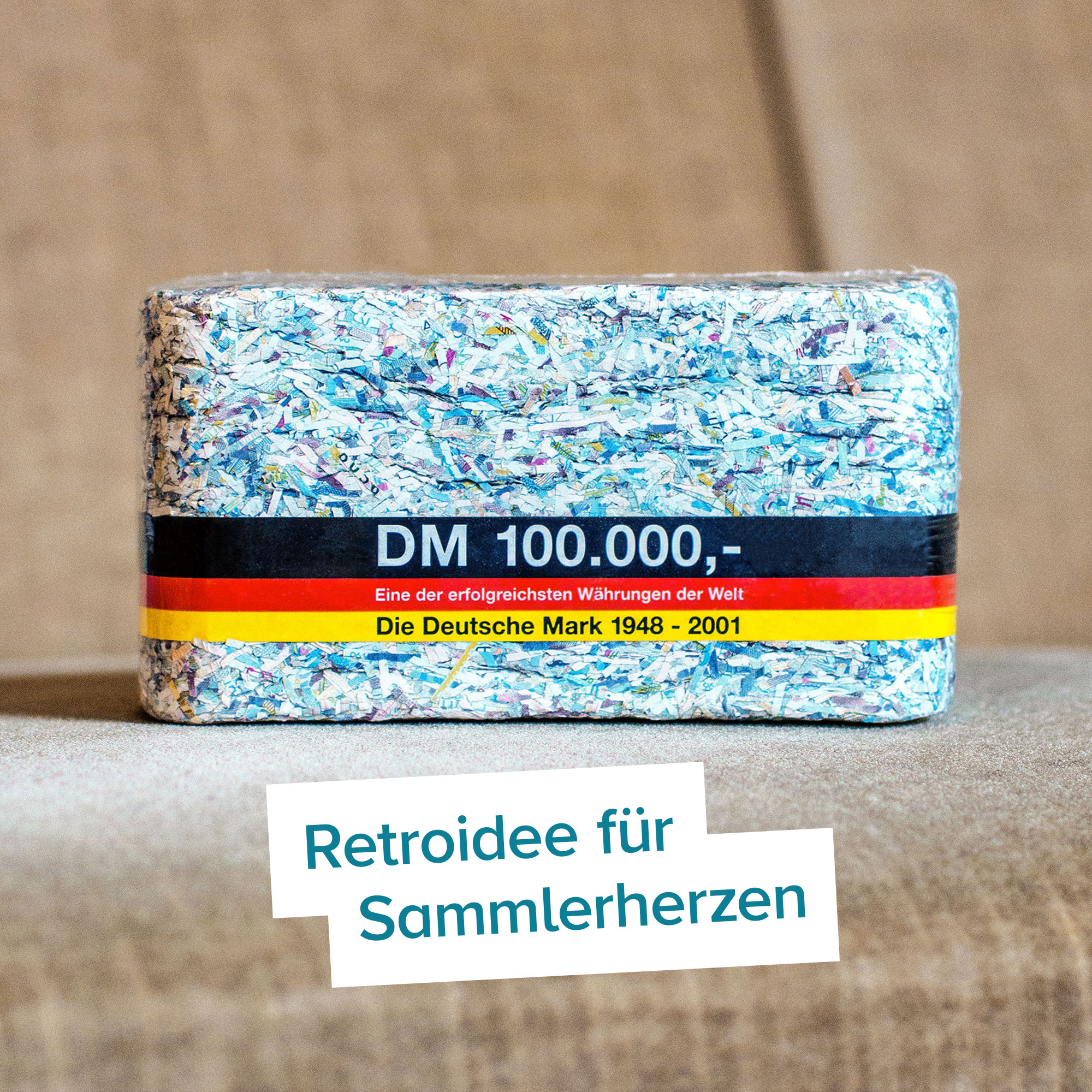 100.000 DM - Geschreddertes Geld als Brikett 4007 - 9