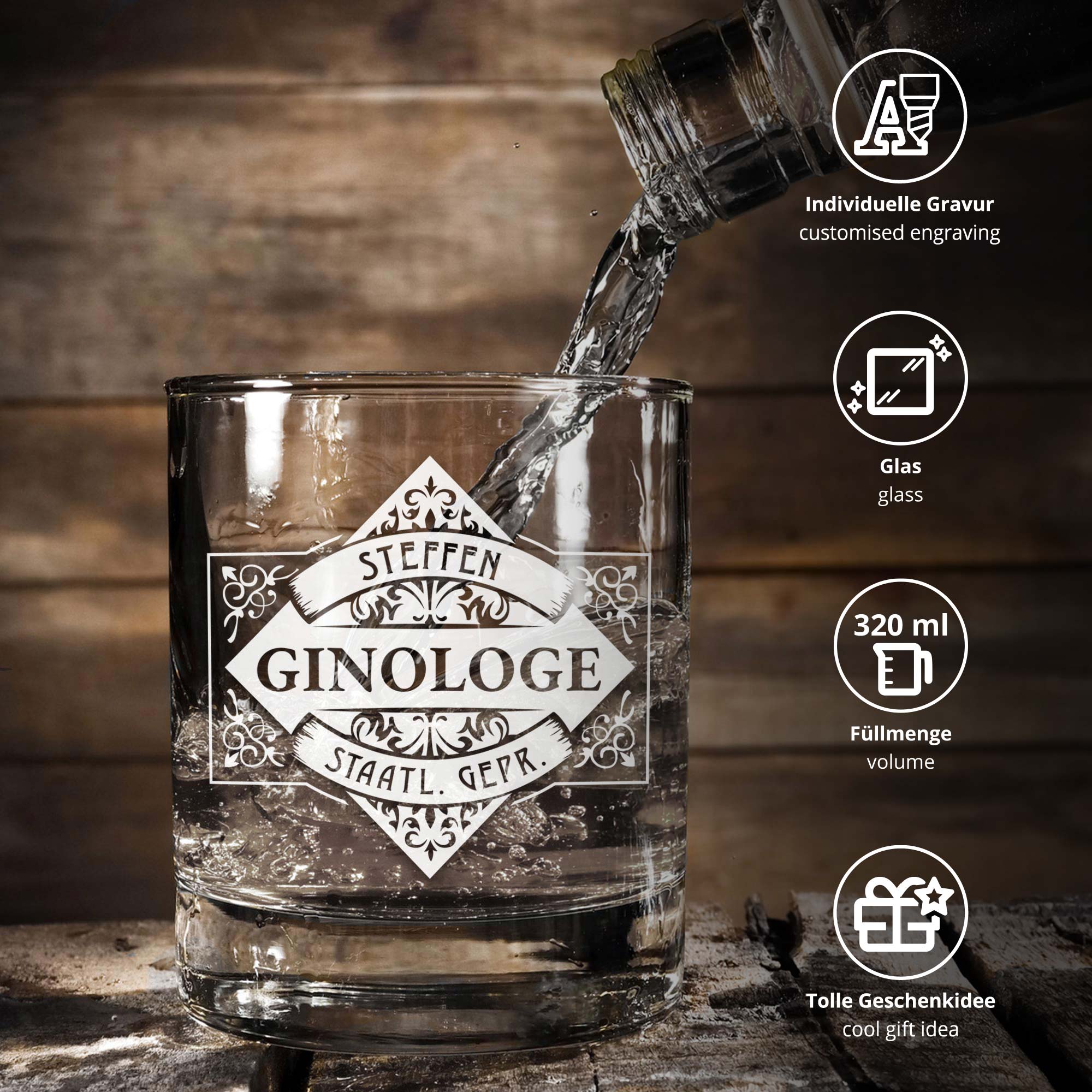 Gin Glas Tumbler mit Gravur - Ginologe Gin Glas Tumbler mit Gravur - Ginologe
