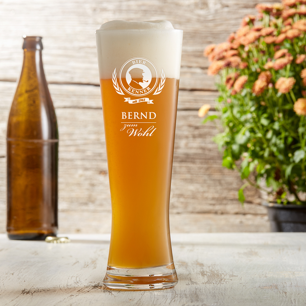 Weizenglas mit Gravur - Bier Kenner