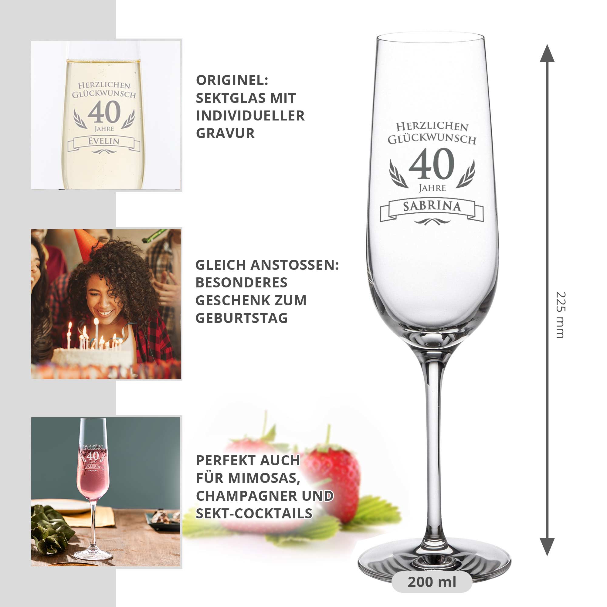 Sektglas zum 40. Geburtstag Sektglas zum 40. Geburtstag