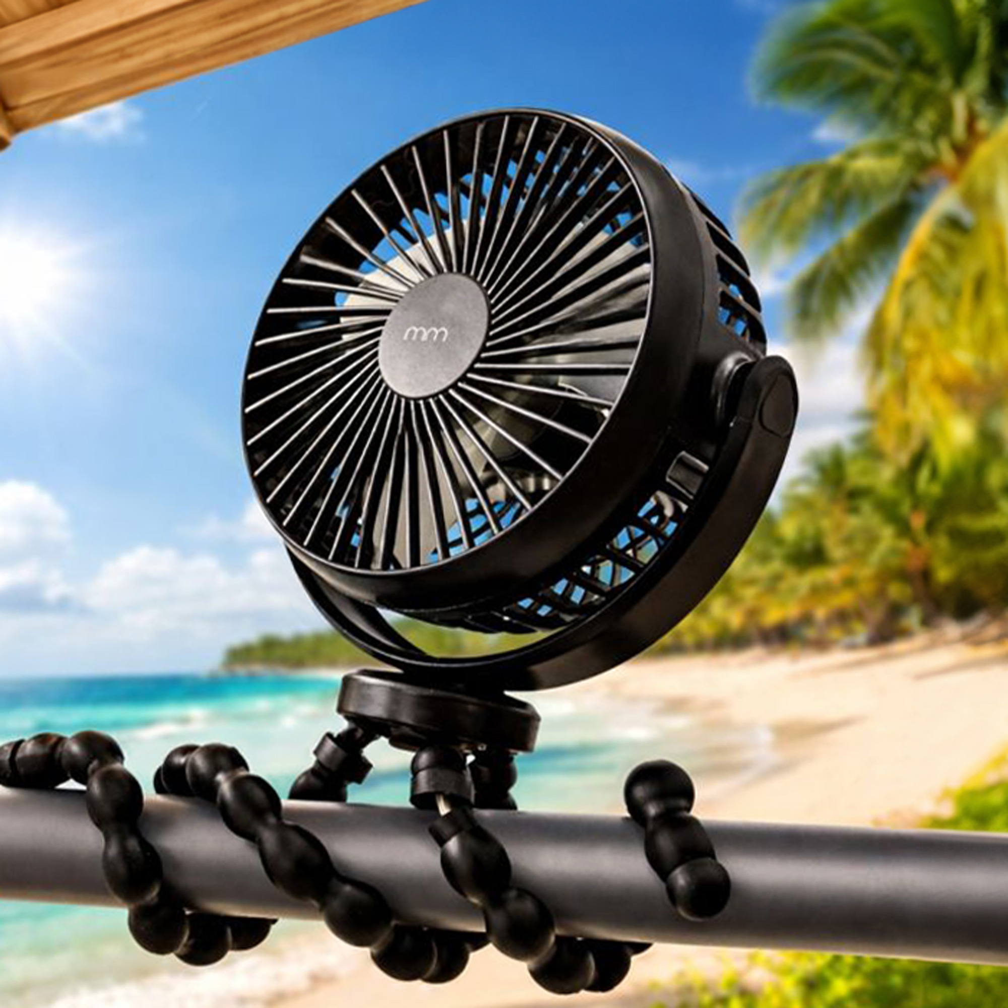 Ventilator mit Stativ - 3in1 Powerbank mit Smartphonehalter