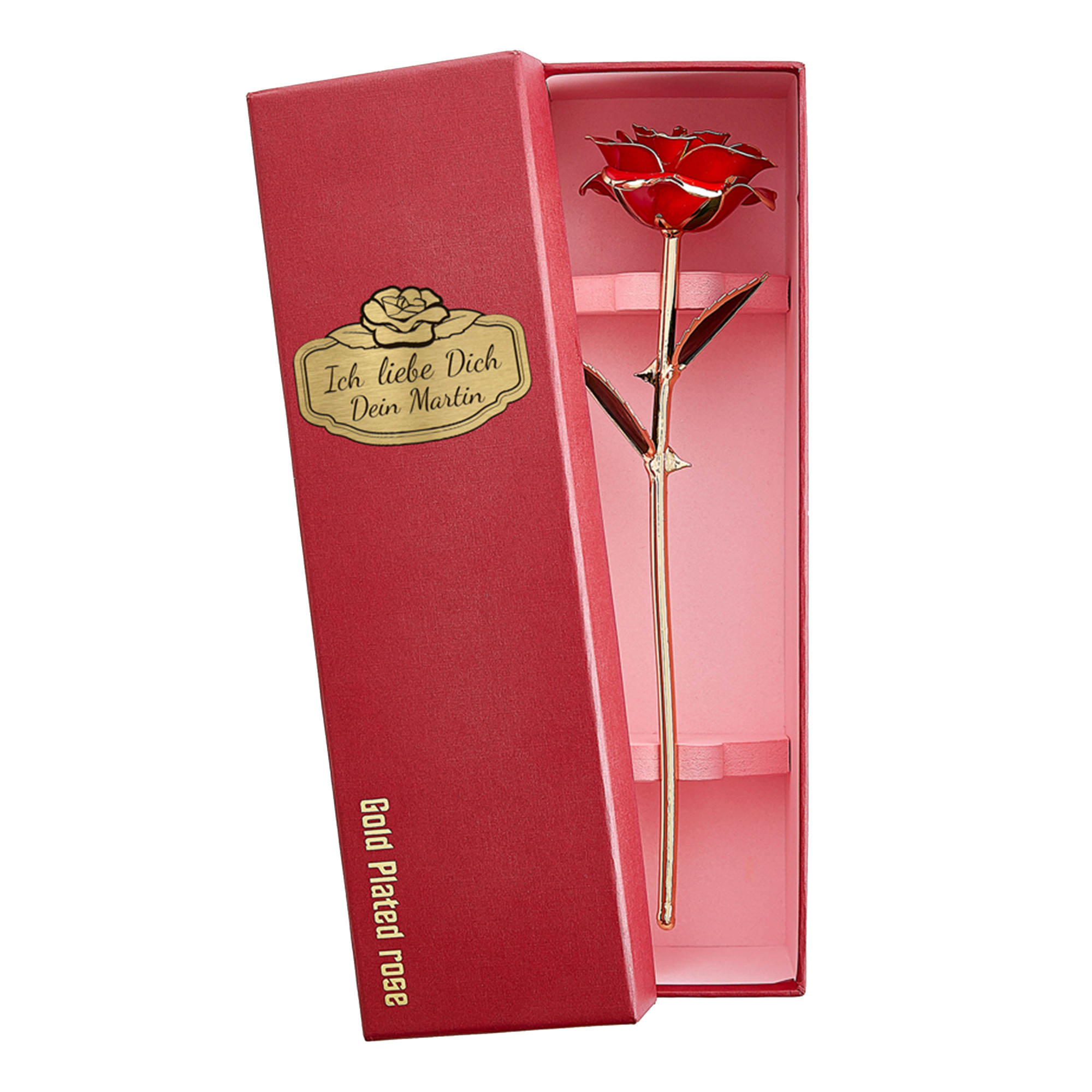 Vergoldete Rose mit personalisierter Geschenkbox 3430 - 4