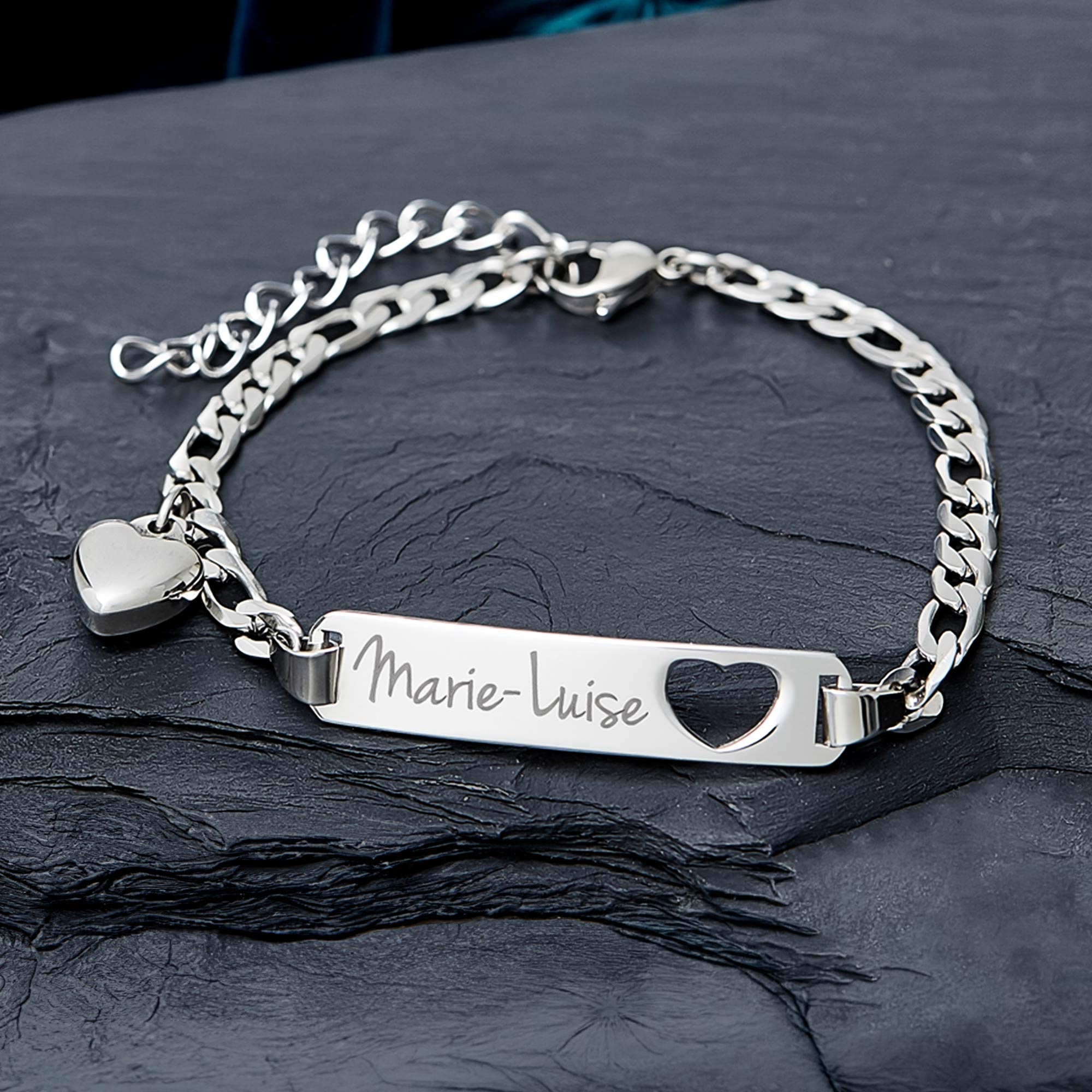 Armband mit Herzstanze Silber - Namensgravur