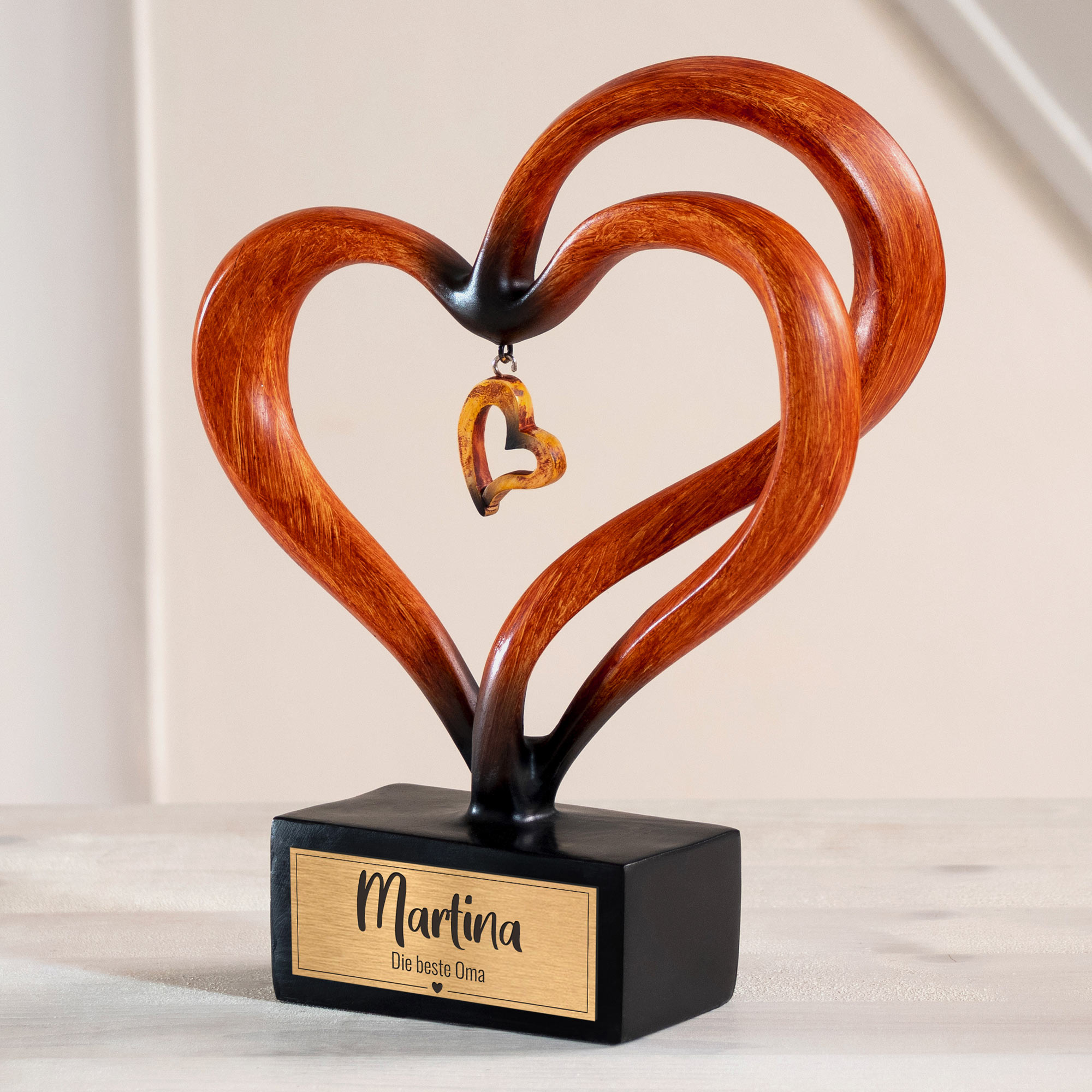 Personalisierte Holz Herz Skulptur für die Beste Oma