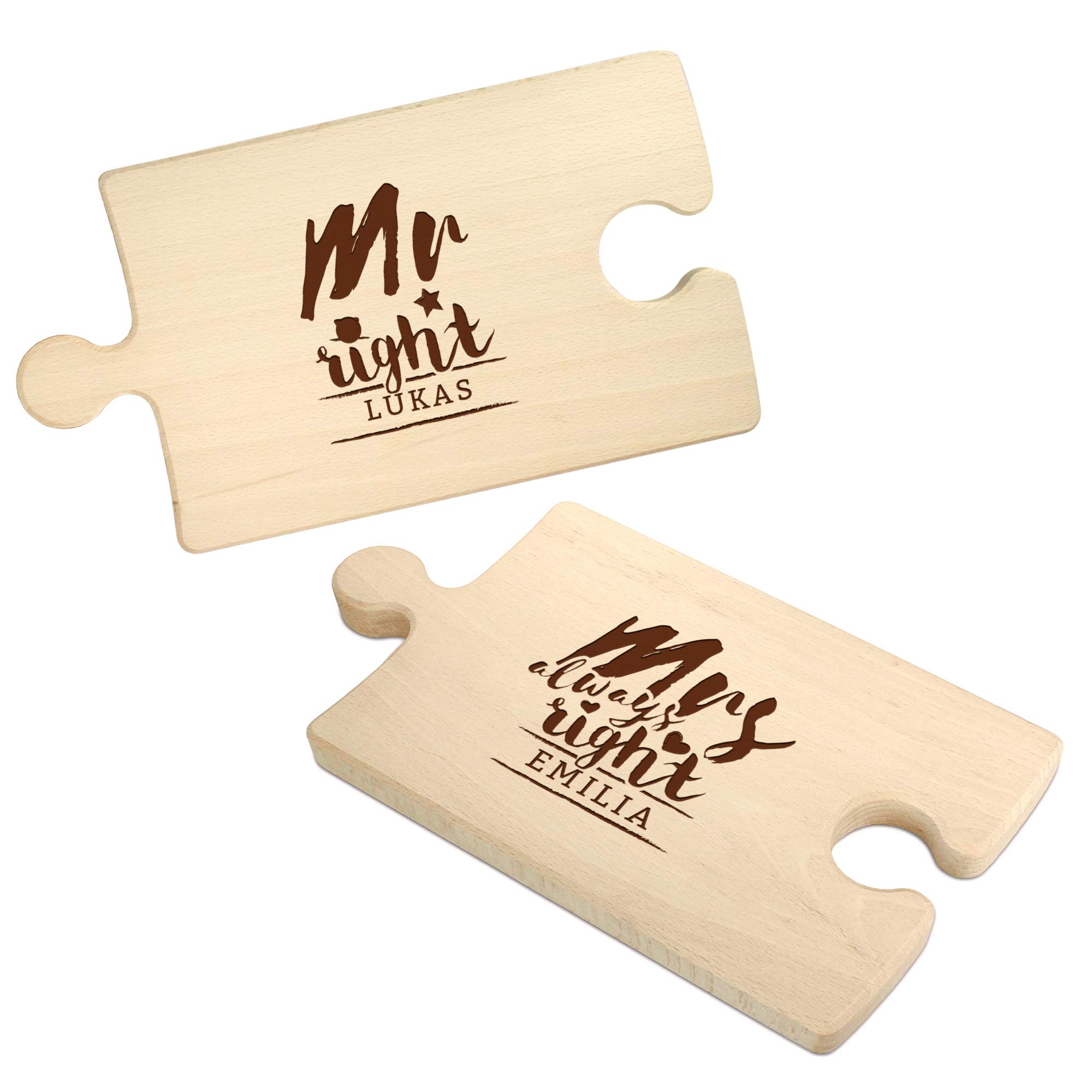 Personalisiertes Puzzle Brettchen Set - Mr & Mrs Right