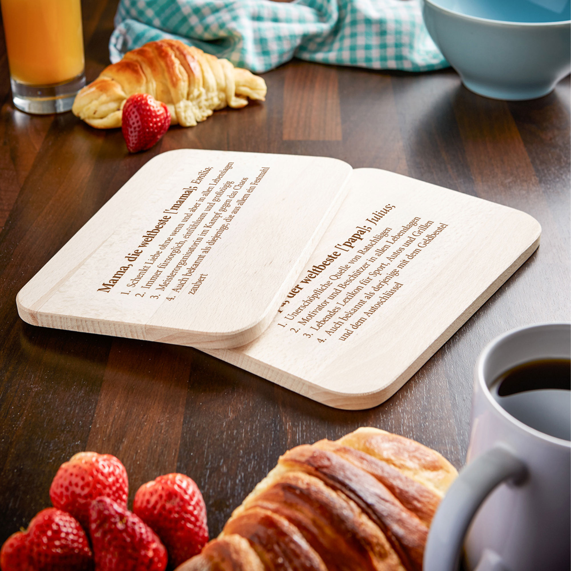 Frühstücksbrettchen Set mit Gravur - Definition Eltern - Personalisiert Frühstücksbrettchen Set mit Gravur - Definition Eltern - Personalisiert