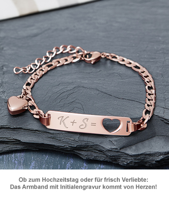 Armband mit Herzstanze Rosegold - Initialengravur 3483 - 2