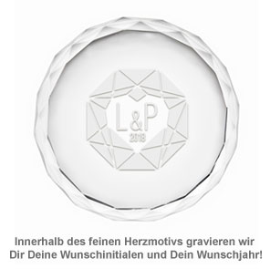 Kristall mit Initialen Gravur - Herzdiamant 3517 - 2