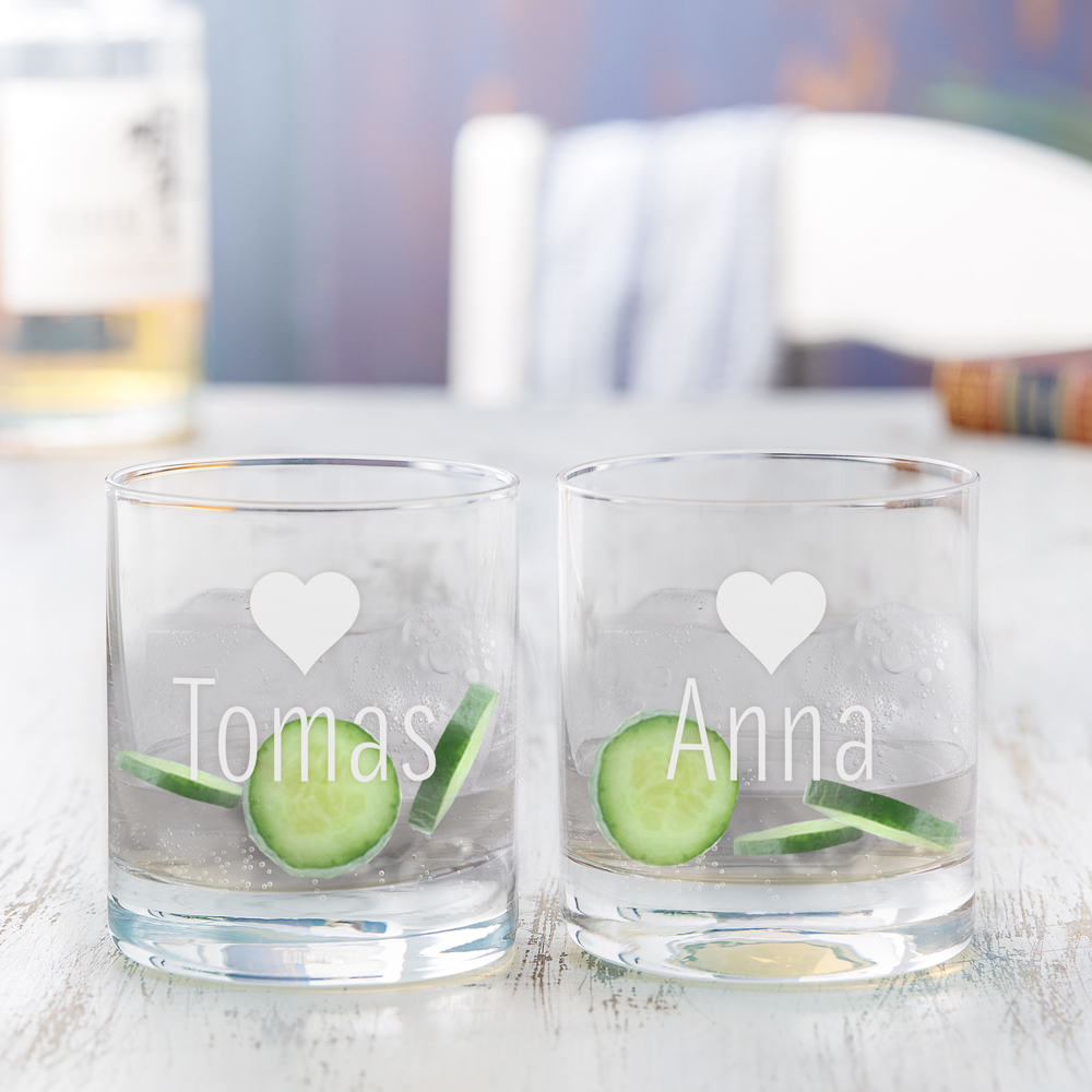 Personalisierte Tumbler Gläser Herz - 2er Set 3504