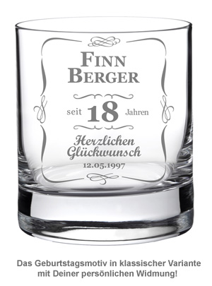 Whiskyglas 18. Geburtstag - klassisch 1921 - 1