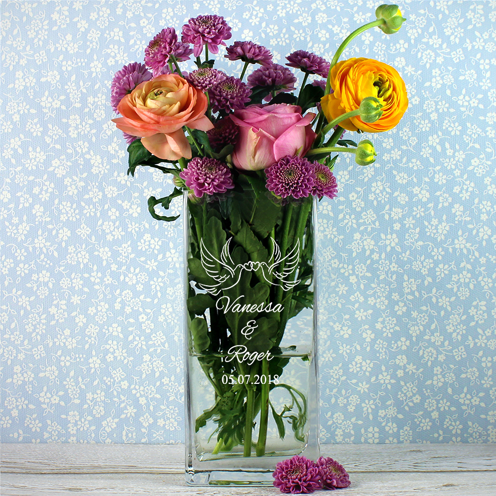 Vase Liebestauben - personalisiert