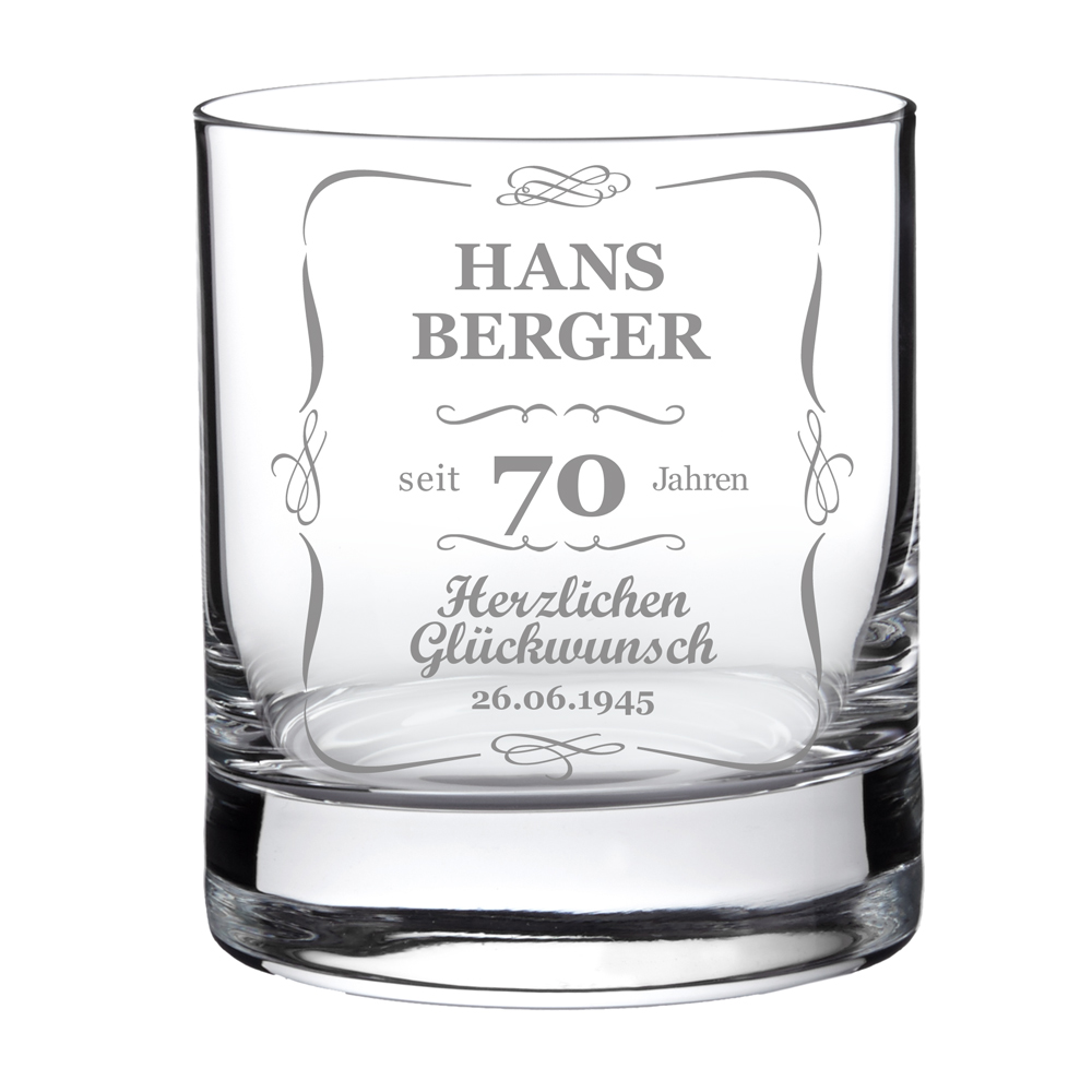 Whiskyglas 70. Geburtstag - klassisch 2219 - 2