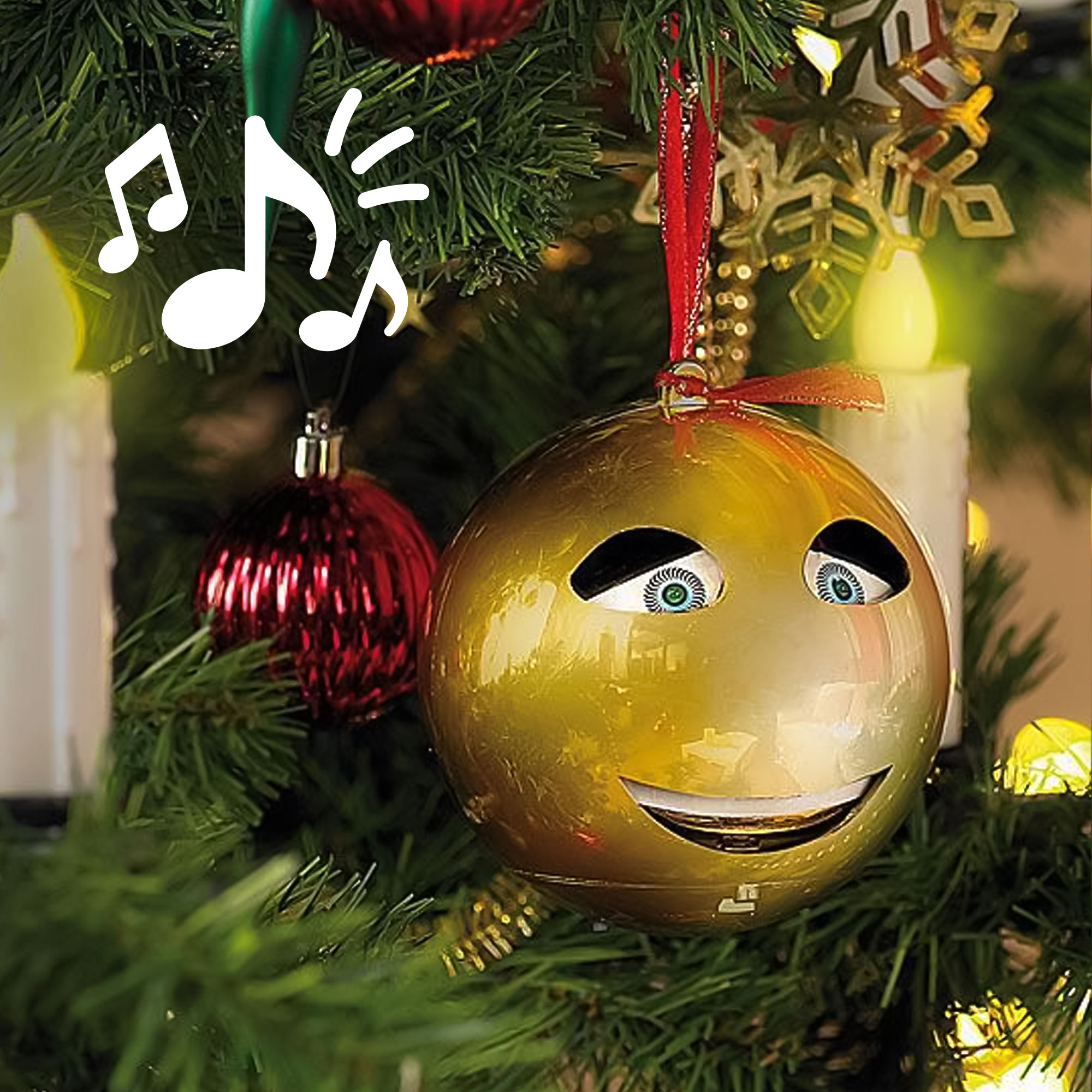 Singende Weihnachtskugel gold