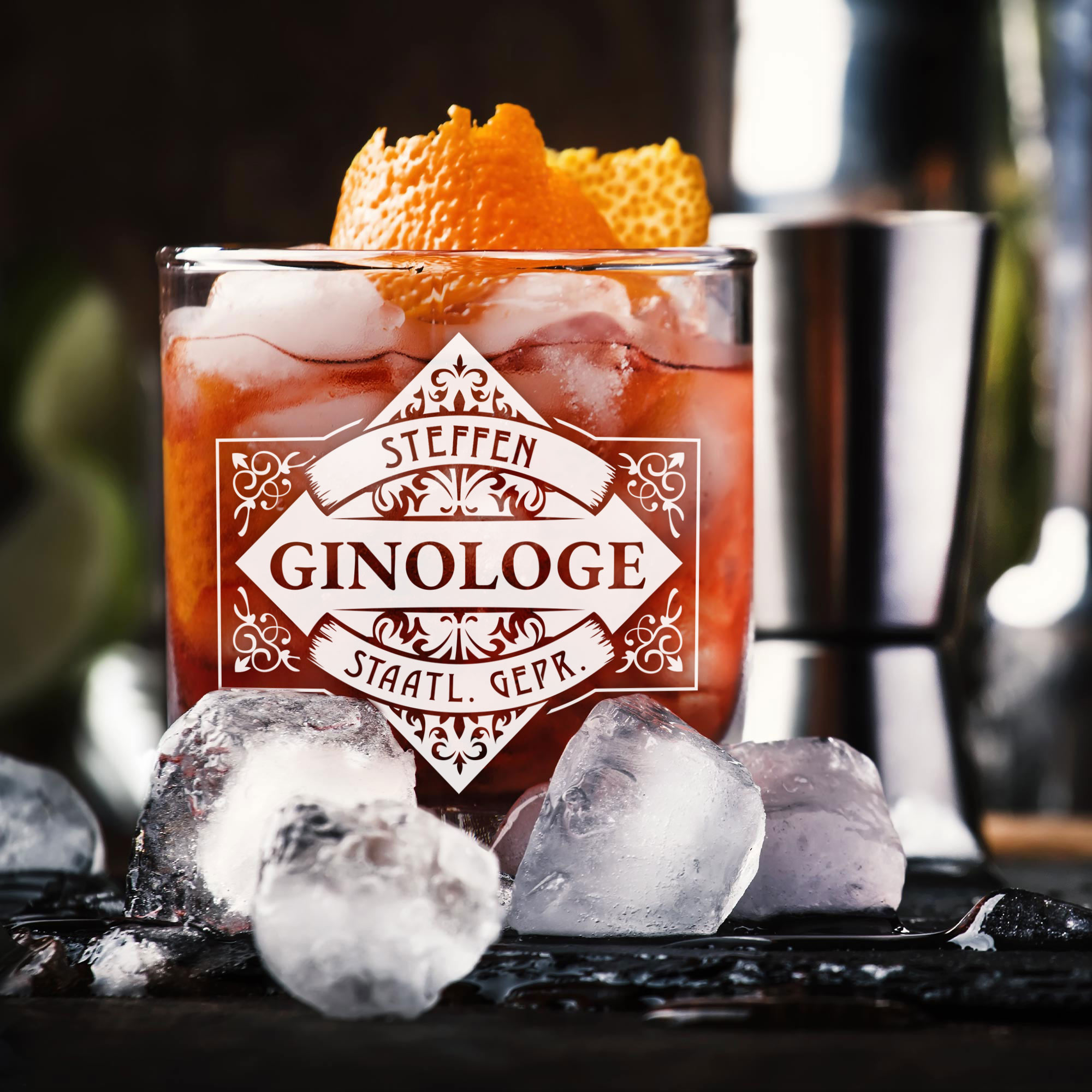 Gin Glas Tumbler mit Gravur - Ginologe Gin Glas Tumbler mit Gravur - Ginologe