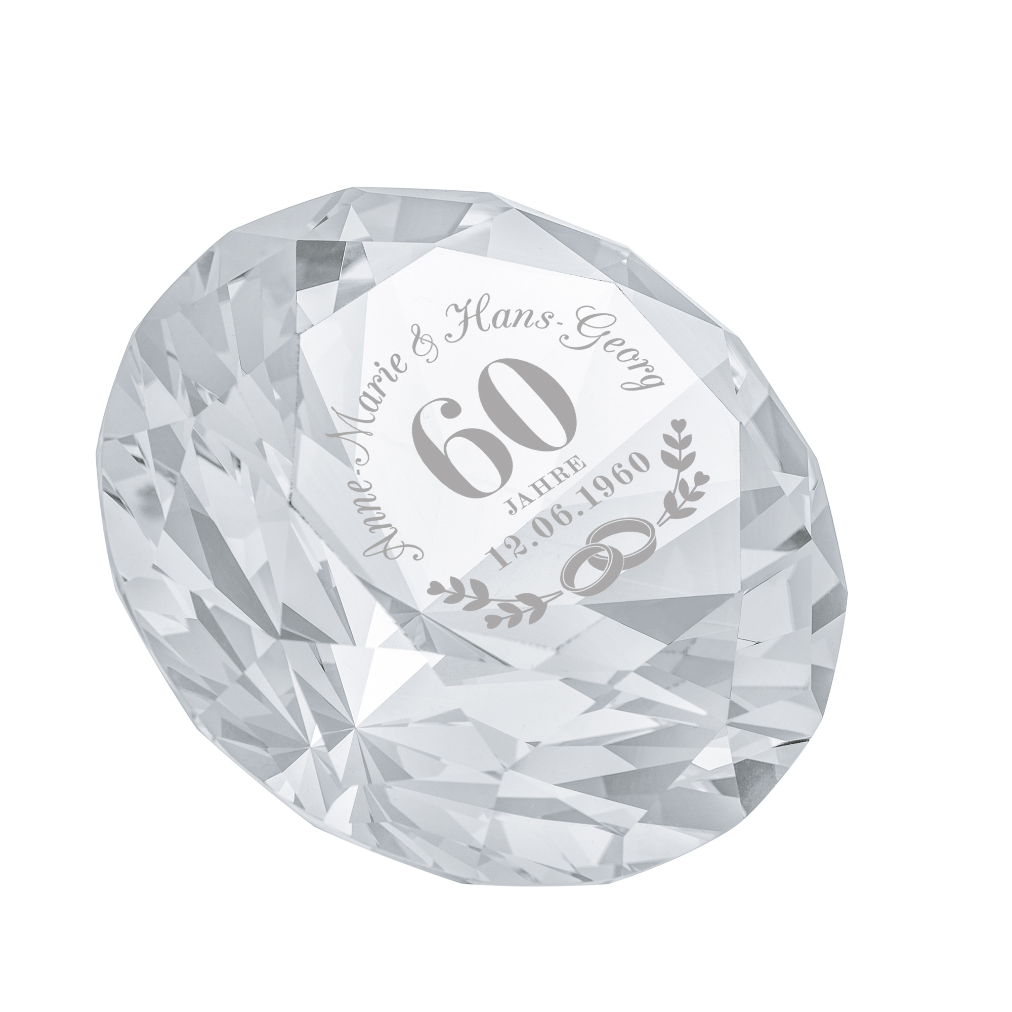 Kristall - Diamant - zur Diamanthochzeit - Personalisiert