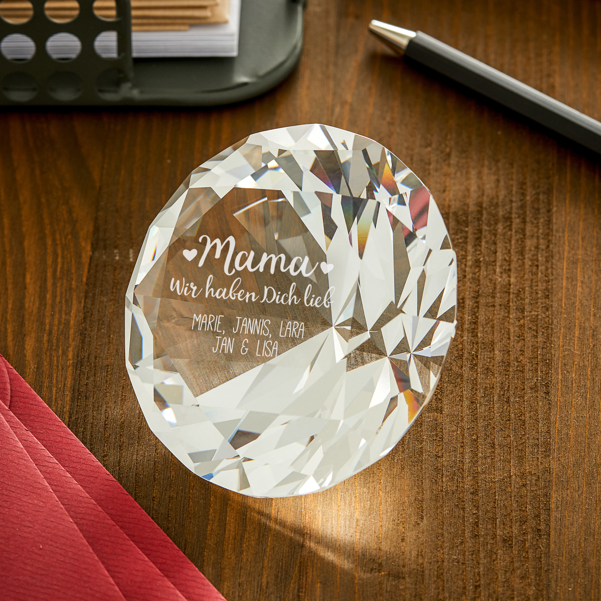 Kristall - Diamant - Mama, wir haben dich lieb - Personalisiert Kristall - Diamant - Mama, wir haben dich lieb - Personalisiert