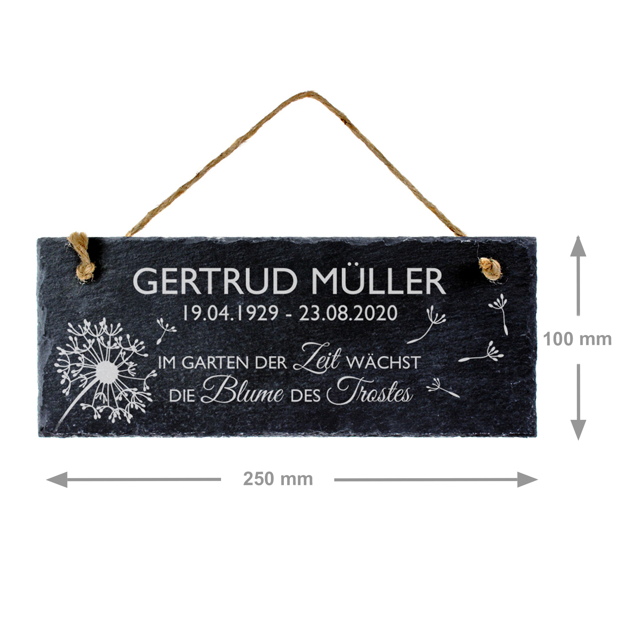 Schiefer - Tafel - Trauer Blume - Personalisiert