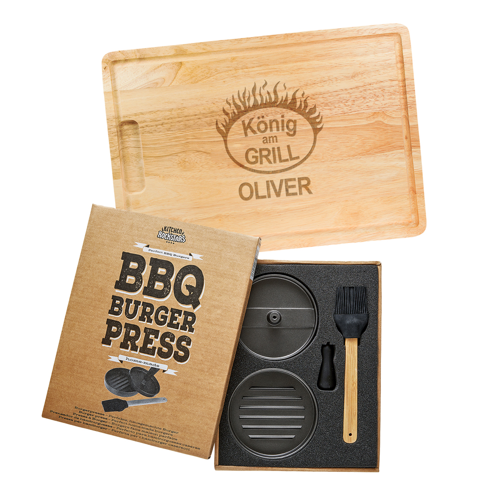 Burgerpresse mit Schneidebrett Grillset - Grillmeister 3563 - 2